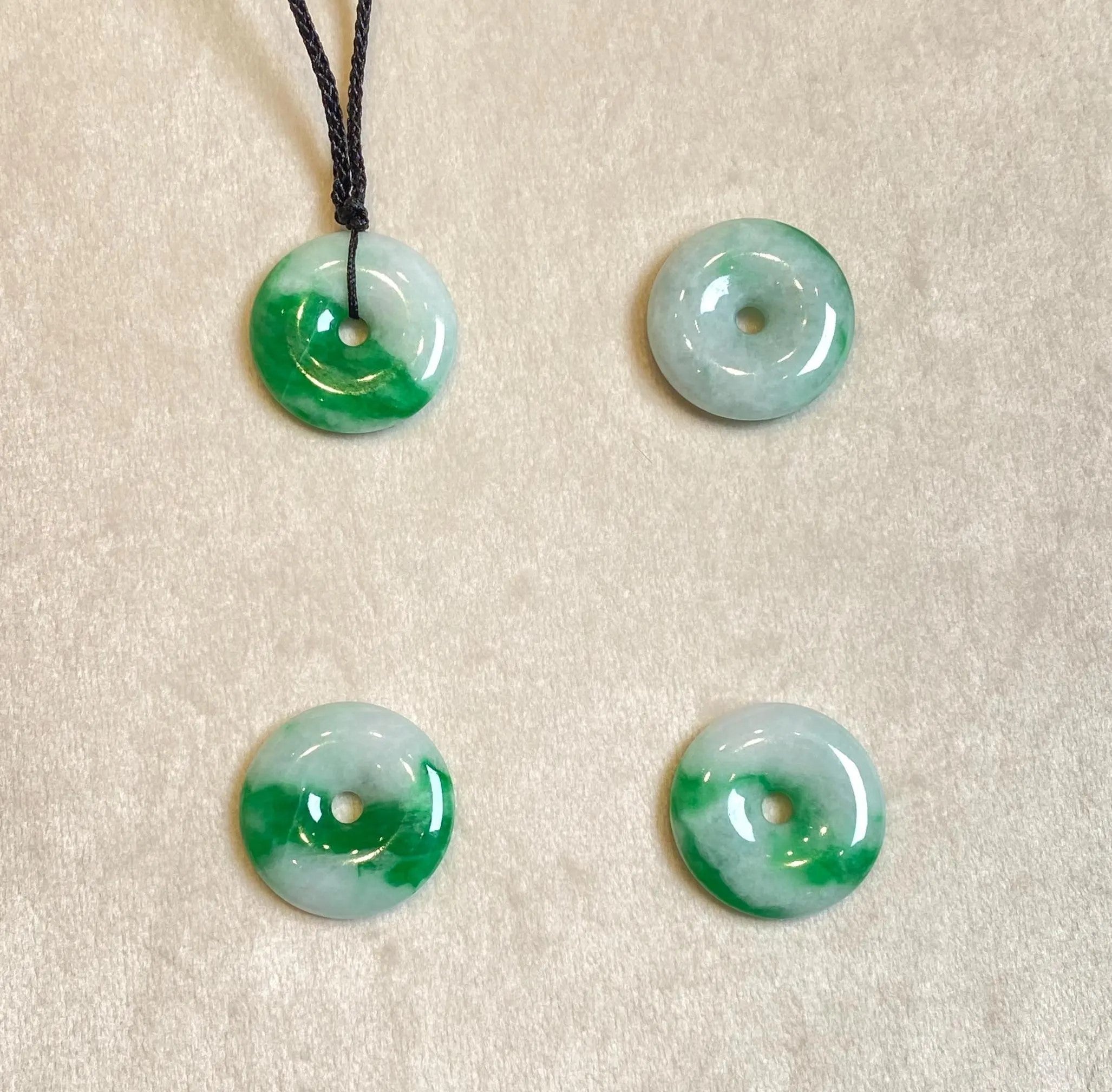 Delicate Green Round Disc Jade Pendant - 22.2mm Width Adjustable Cord