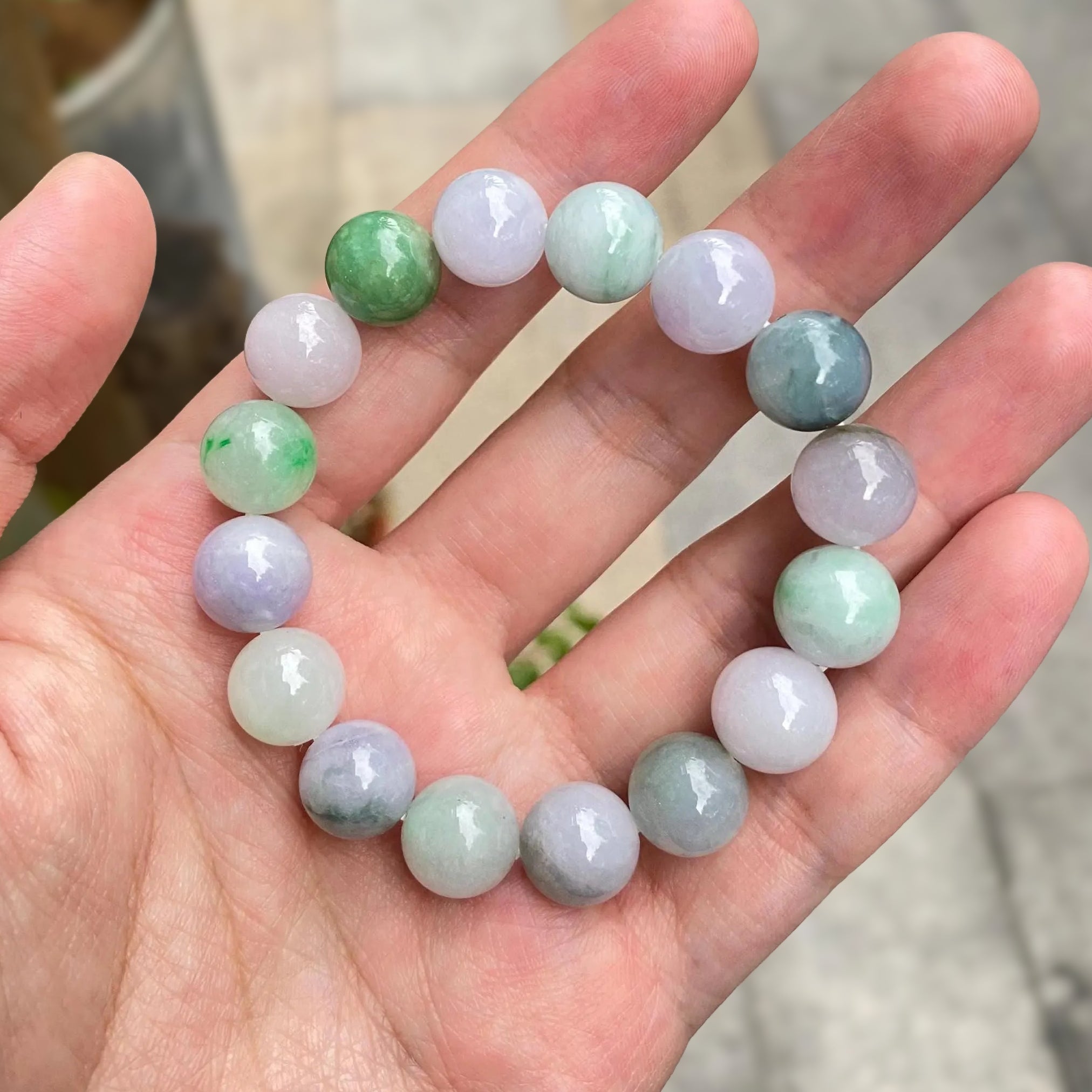 Gransky Jewellery Multi-Color Type-A Burmese Jadeite Beaded Bracelet - 18cm