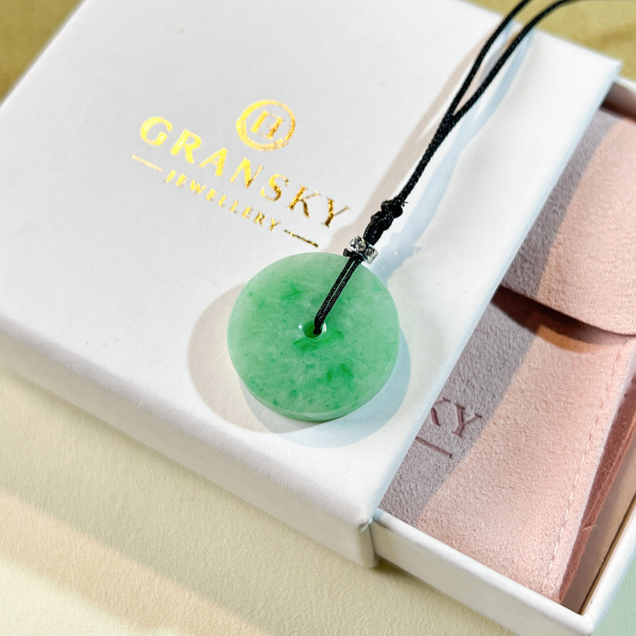 Burmese Jadeite Jade Lucky Apple Green Jade Donut Pendant