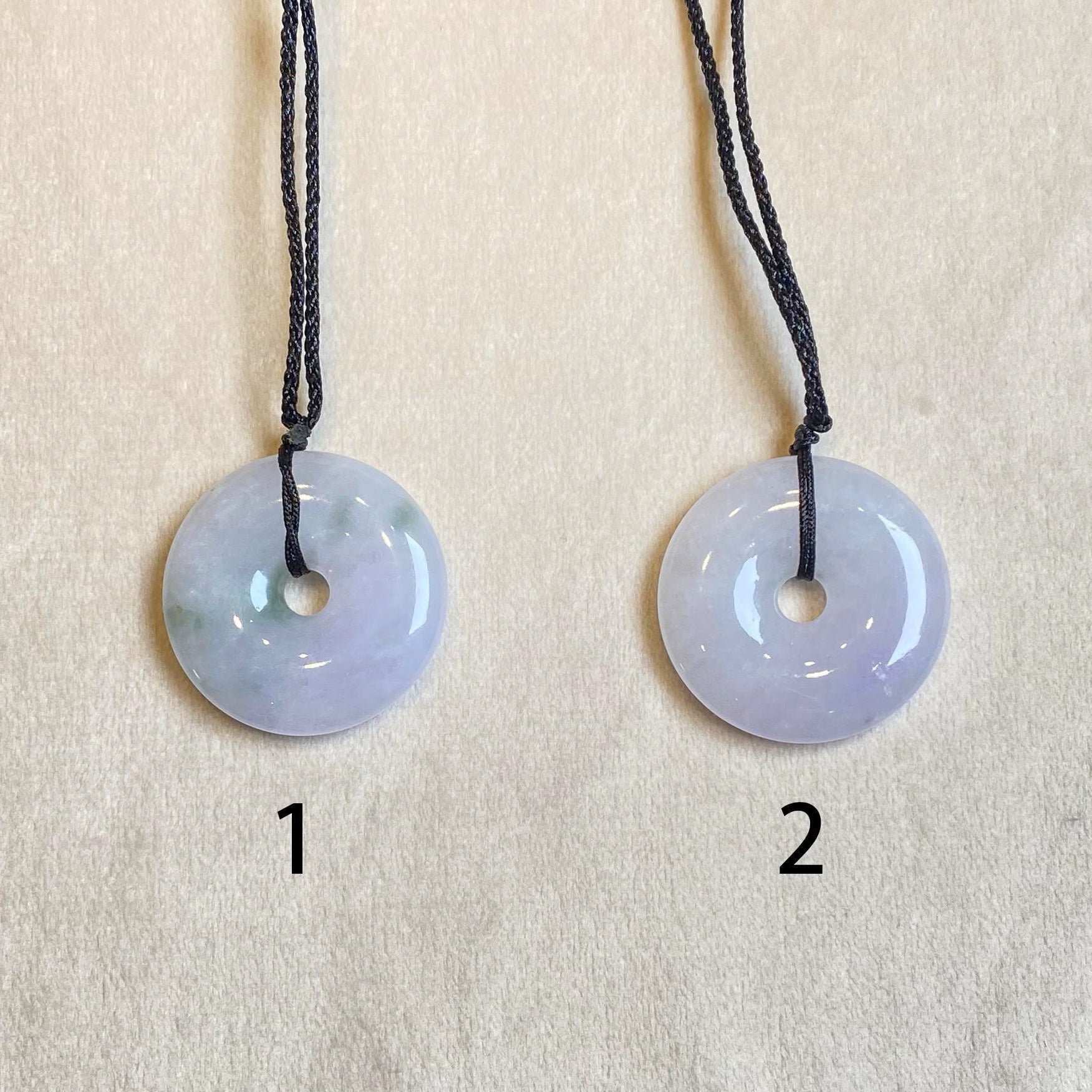Gransky 32mm Purple Round Donut Jade Pendant Necklace - Natural Untreated Jade