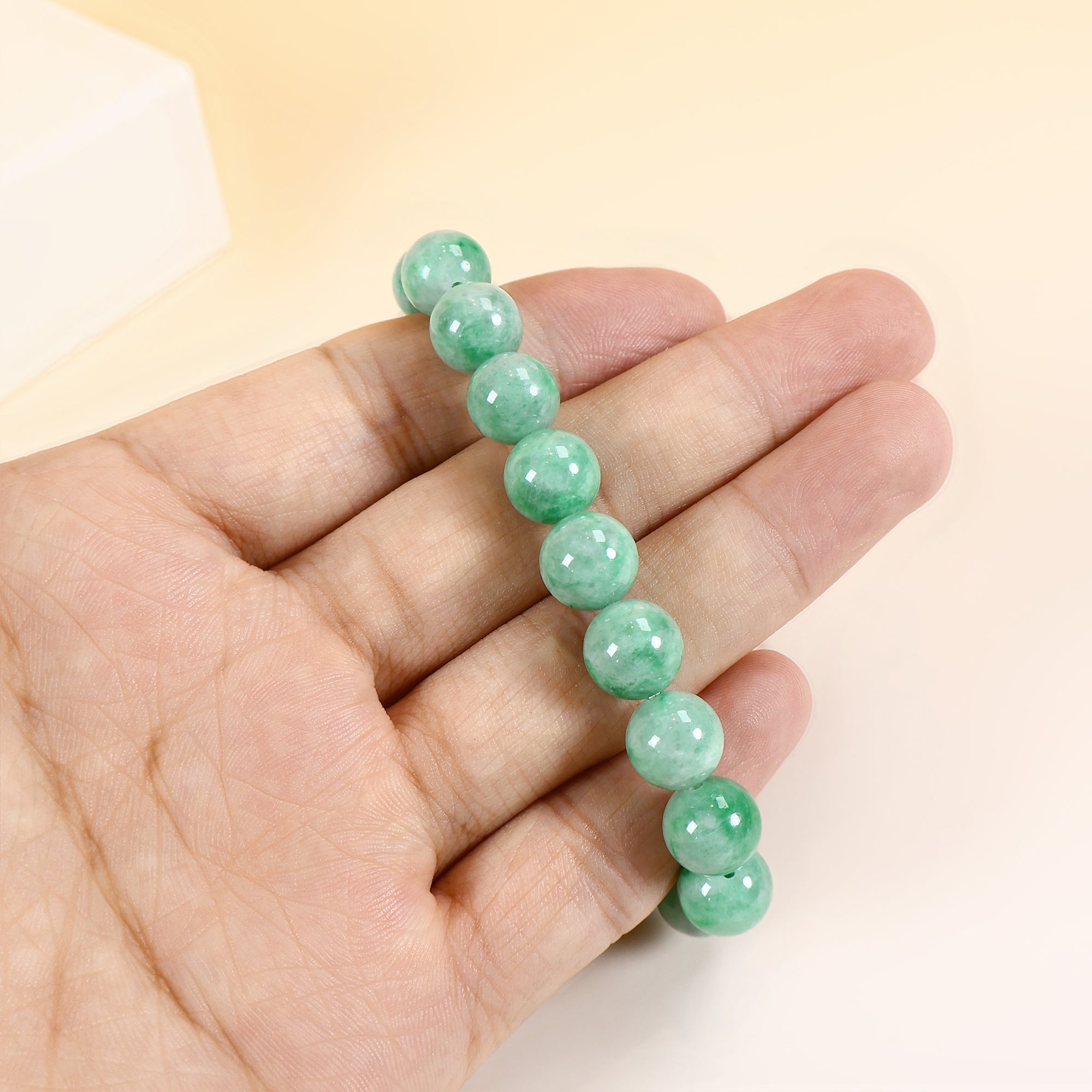 Bright Green Bead Bracelet, Energy Lucky Bracelet, Natural Type A Burmese Jade, Bracelet for Men/Women, Jade Healing Jewelry, Real Jadeite