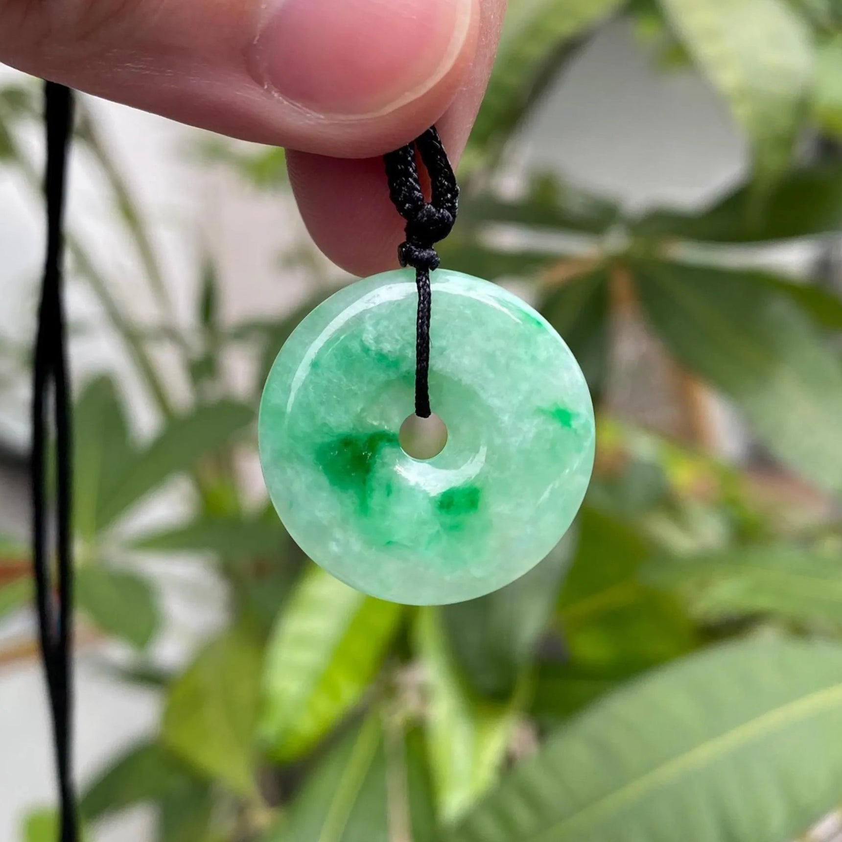 Bright Apple Green Jade Disc Pendant Necklace - Natural Grade A Jade