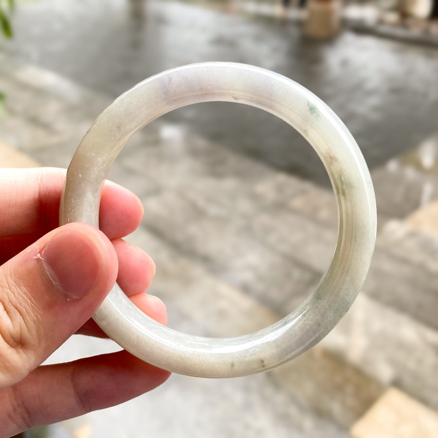 58mm Natural Jadeite Real Jade White Green Purple Bangle Bracelet