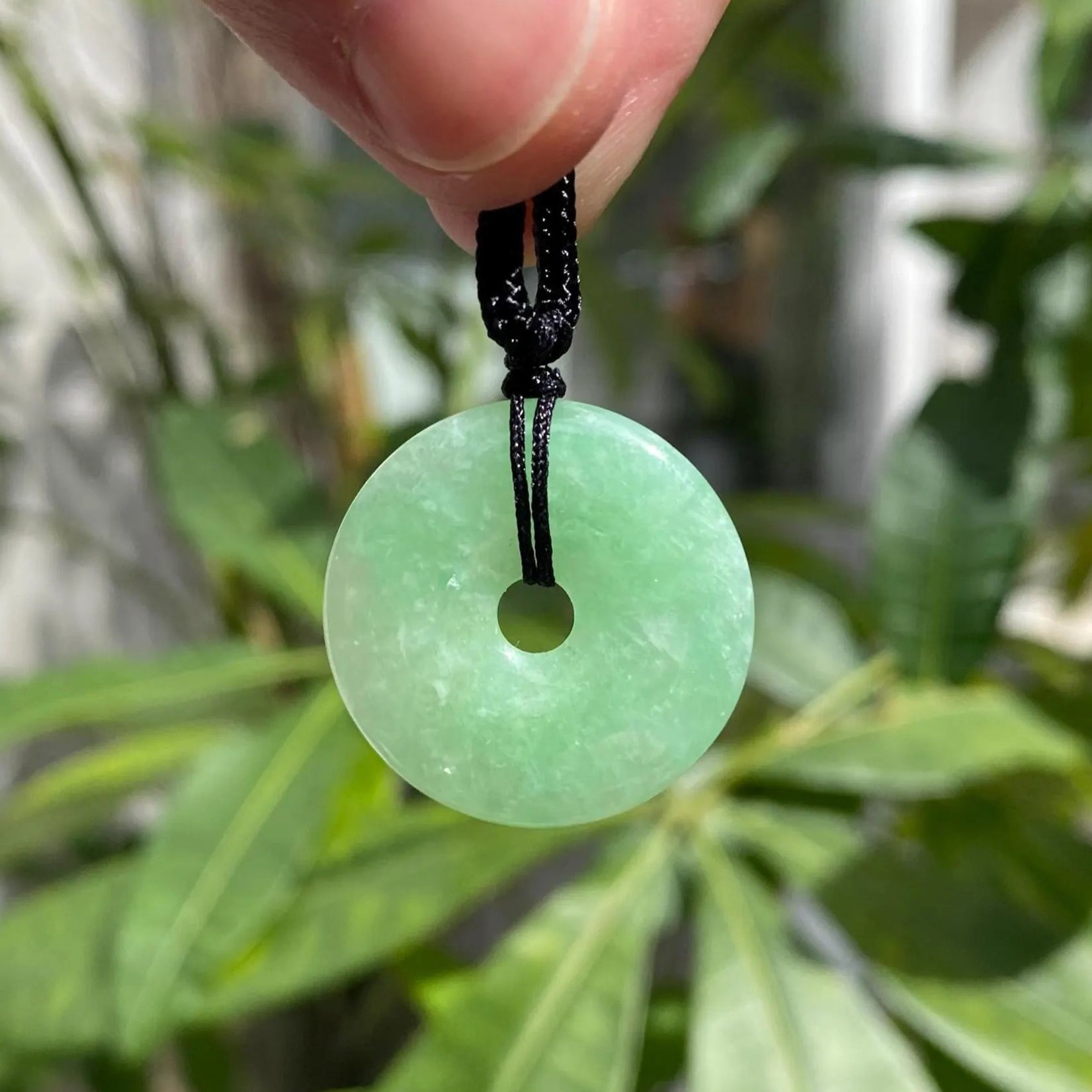 Natural Type-A Bright Green Burmese Jade Disc Pendant