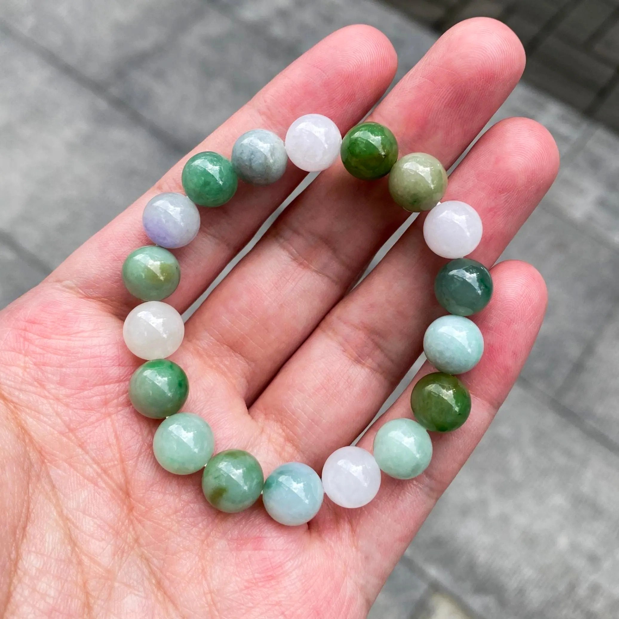 Gransky Multi-Color Type-A Burmese Jadeite Beaded Bracelet - 17cm