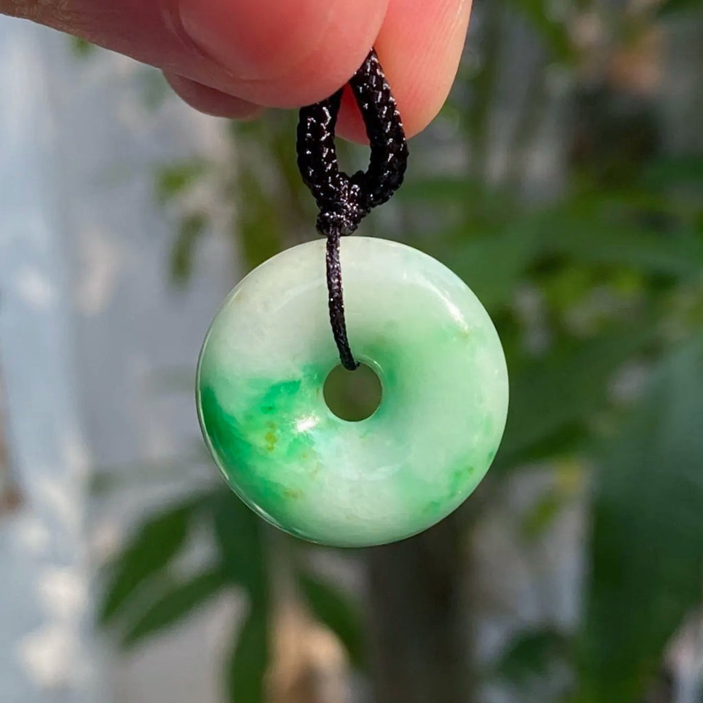 Bright Green Burmese Jade Donut Disc Pendant