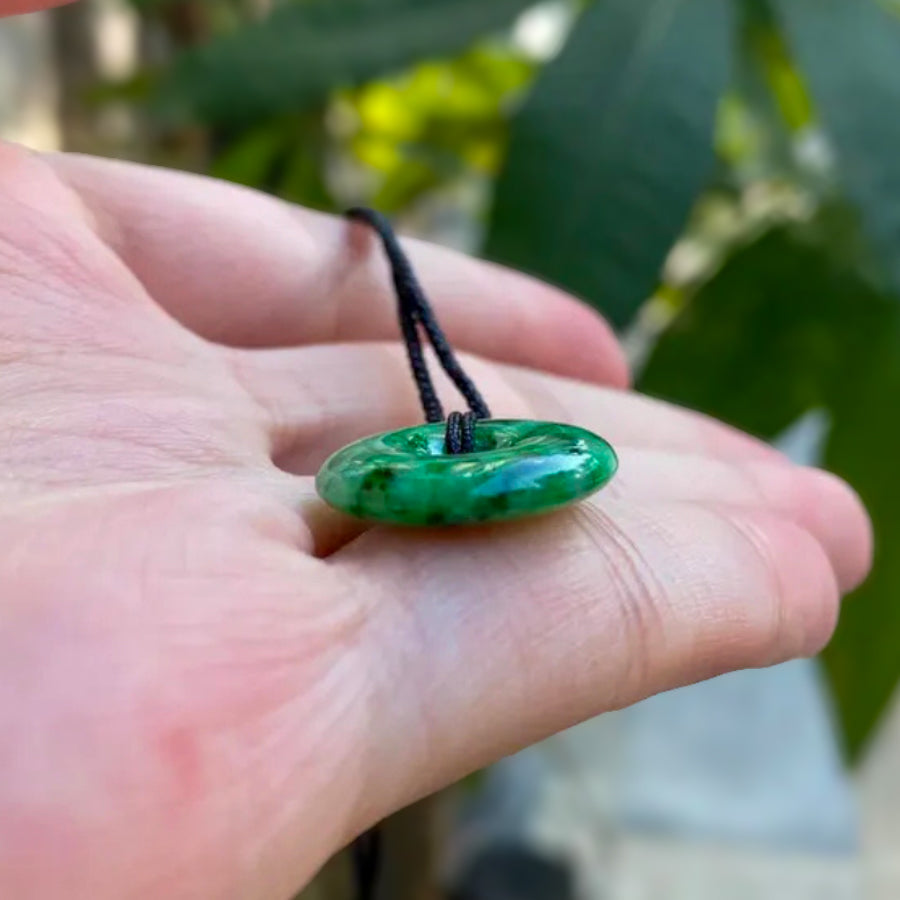 Green Disc Jade Pendant Necklace Natural Untreated Grade A