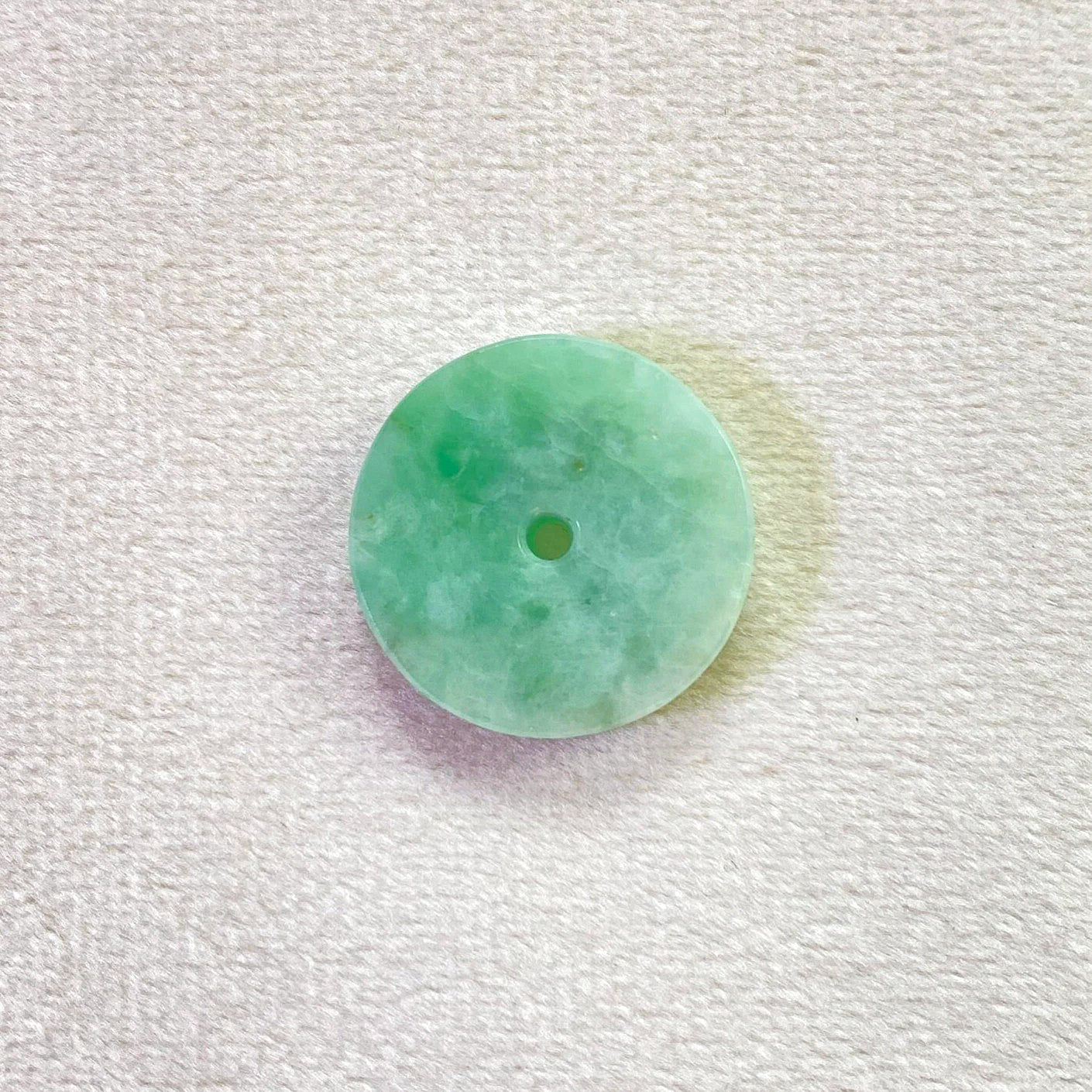Green Jade Round Donut Pendant 24.1mm - Calming Gemstone