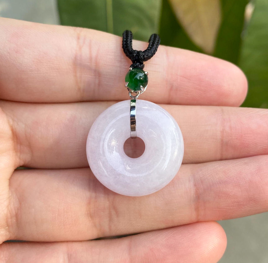 Gransky Jewellery Purple Burmese Jadeite Donut Pendant in 18k White Gold - 29.7mm
