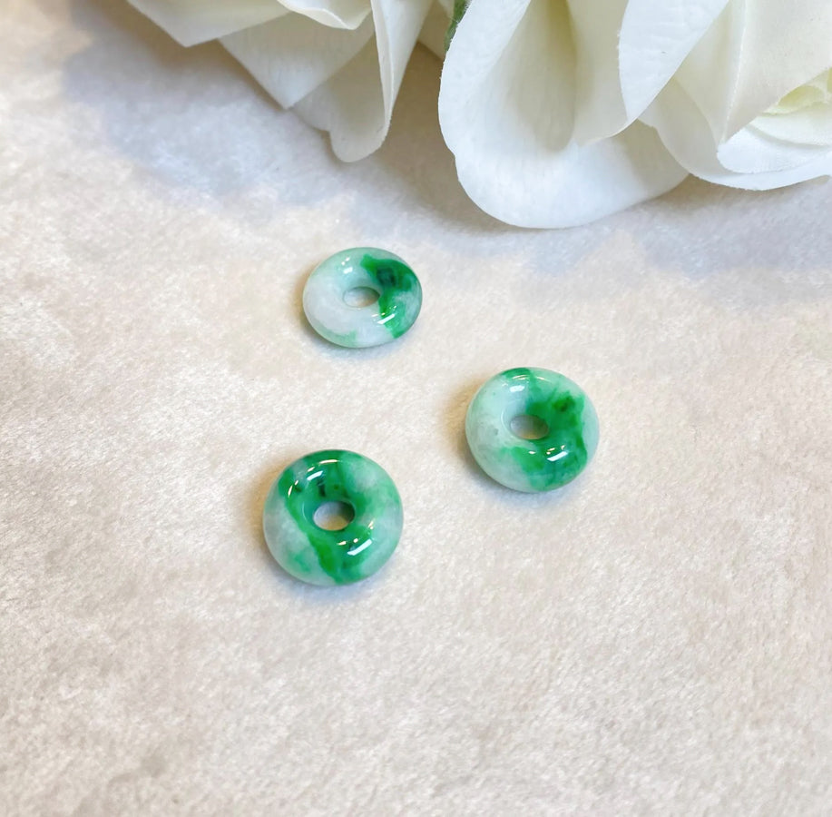 Bright Green Jade Gemstone Beads Donut Shape Loose Beaded DIY
