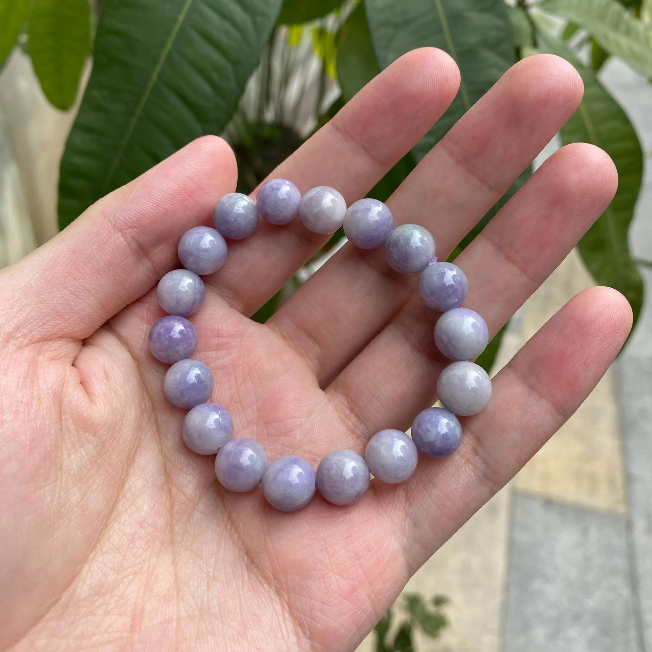 Burmese Jade Bracelet, Purple Jade Bead Bracelet, Natural Jade Gemstone, Jade Healing Jewelry, Jade Bracelet Men and Women, Purple Jade