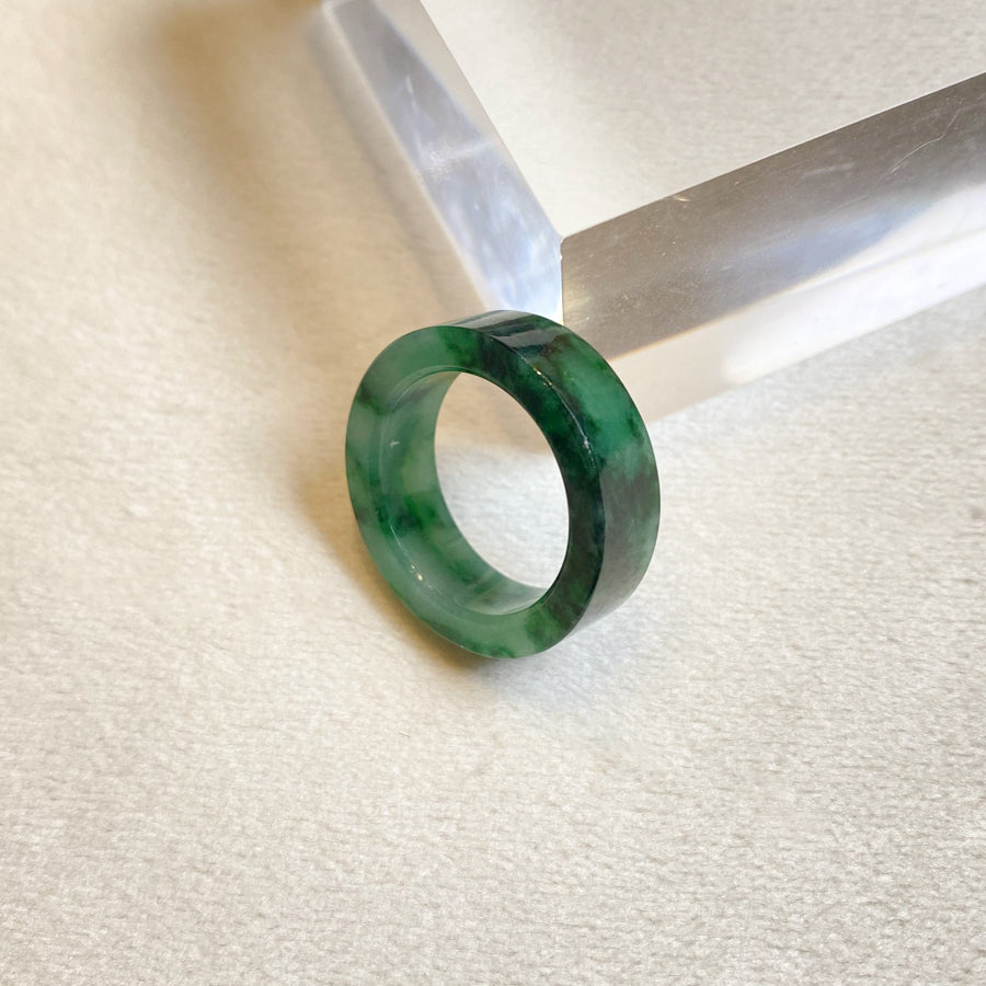 Natural Untreated Type-A Burmese Jadeite Ring | Intense Green Jade | Size US 8.25