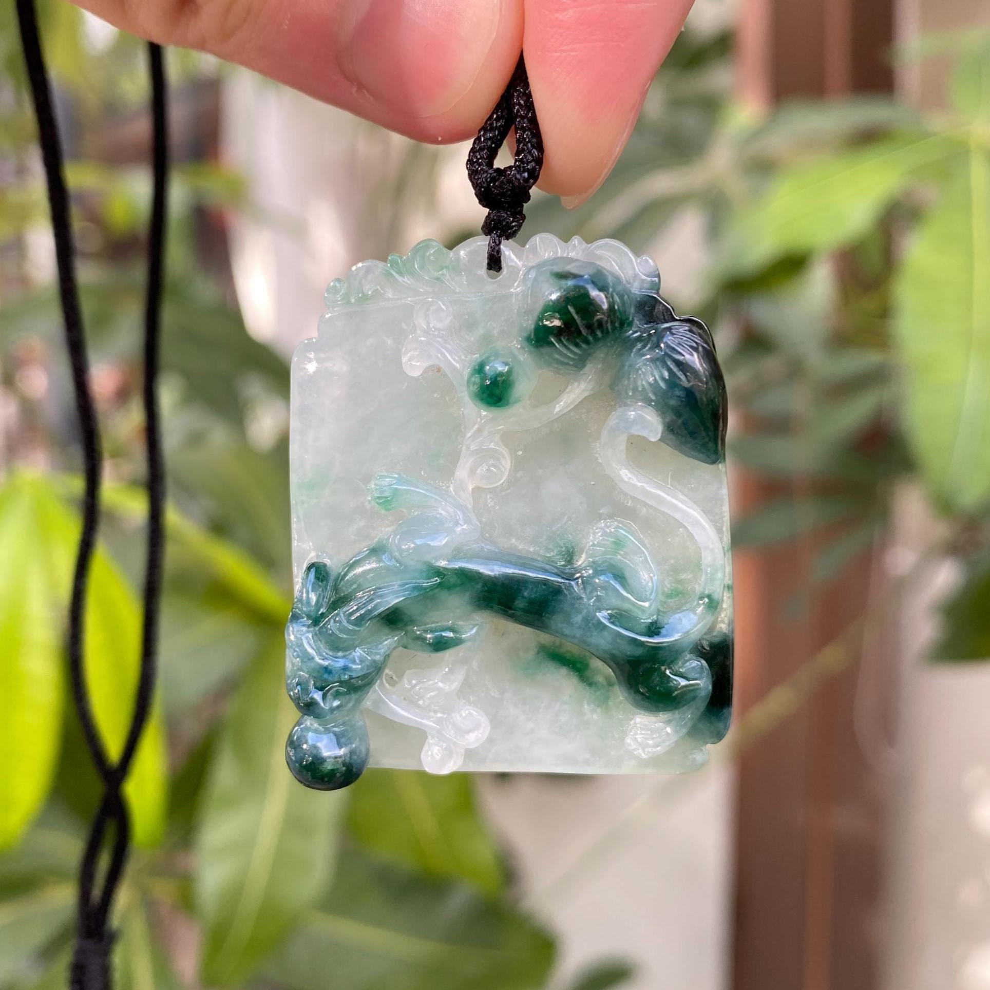 Green Jadeite Bamboo Pendant - Natural Type-A Jade