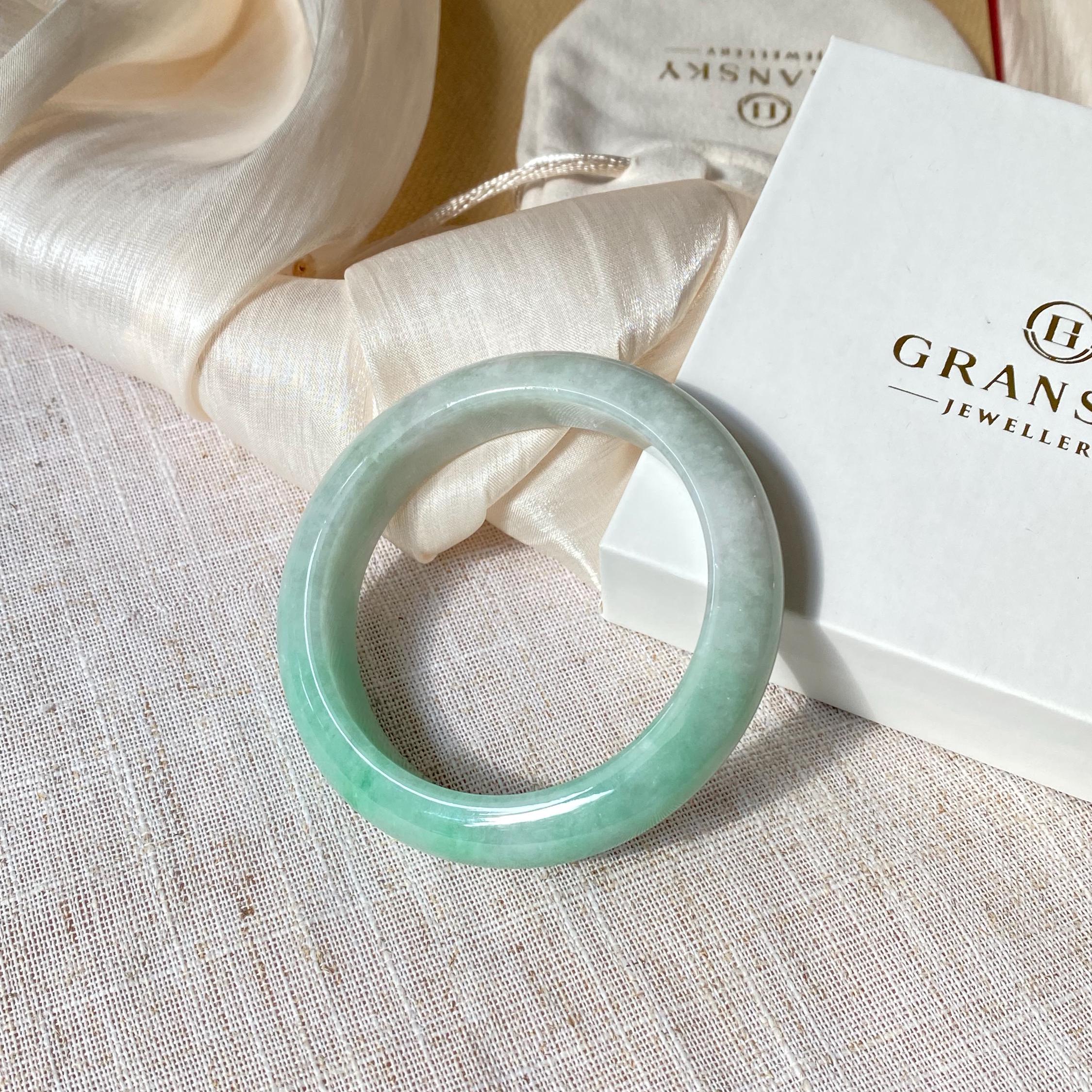 54.8mm Natural Jadeite Real Jade Green Bangle Bracelet
