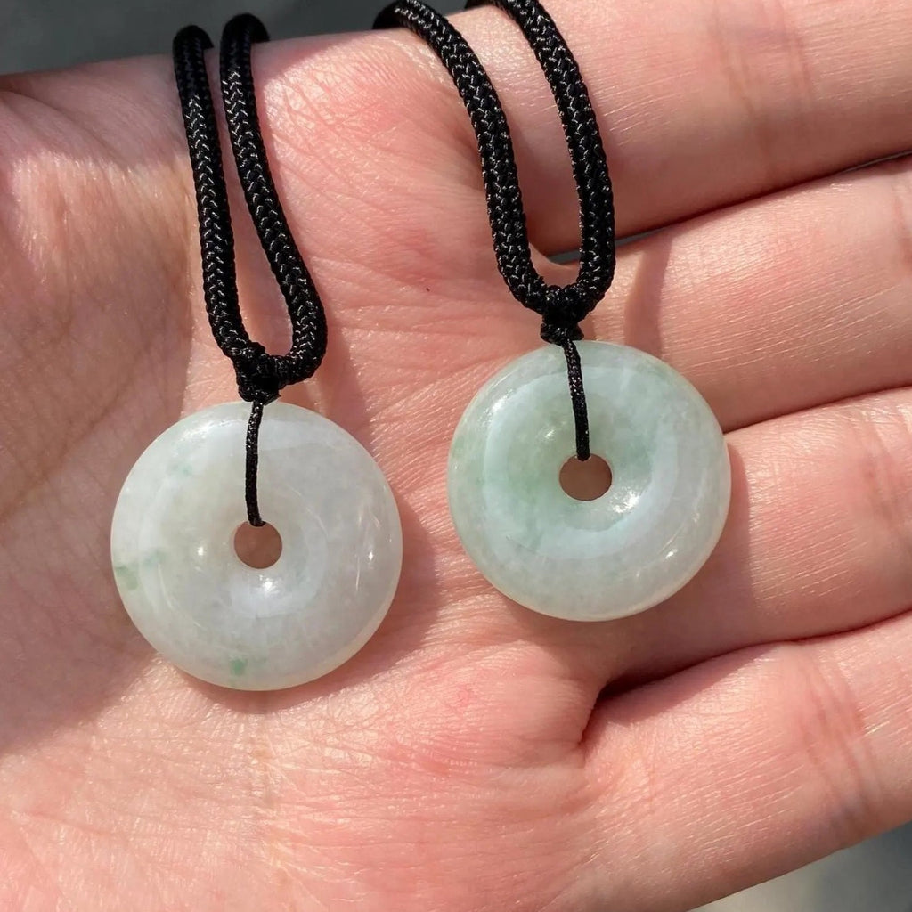 Gransky Natural Men's Type A Green Jade Disc Pendant