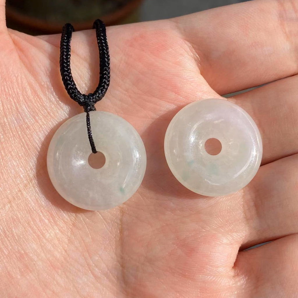 Gransky Natural Men's Type A Green & Purple Jade Disc Pendant