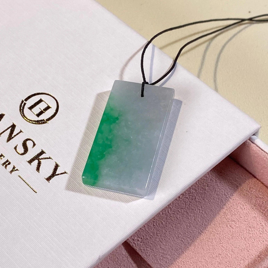 Minimalistic Gradient Green Jade Block Pendant