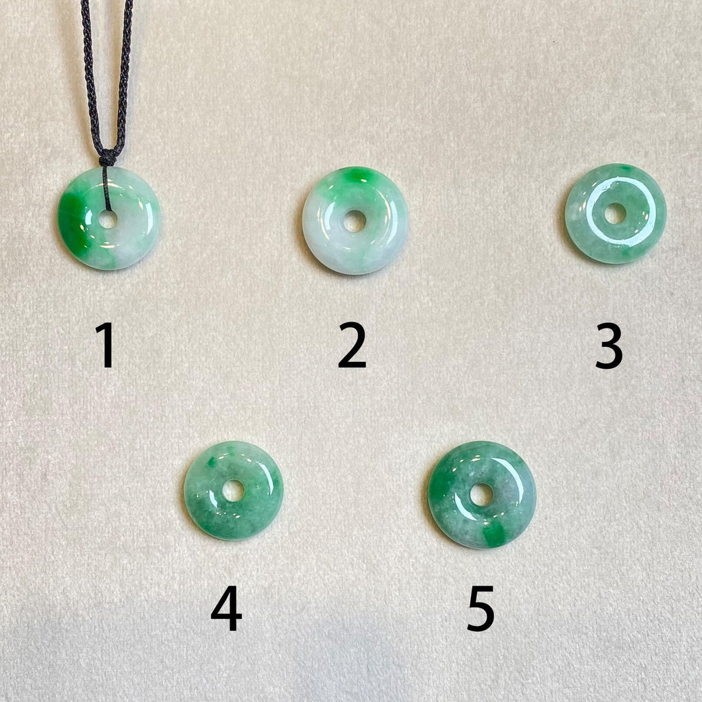 Bright Apple Green Burmese Jade Donut Pendant - 5 Unique Variants