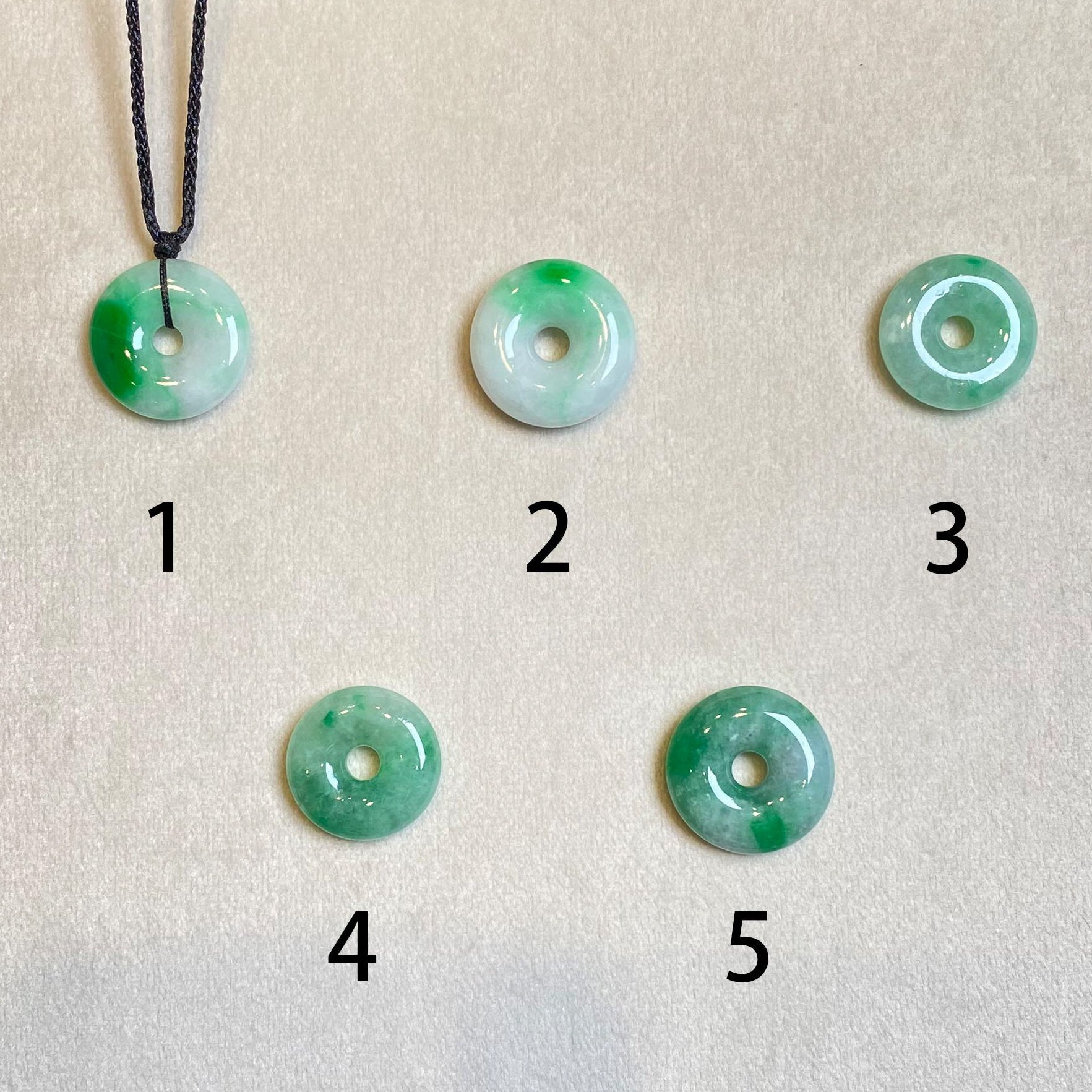 Bright Apple Green Burmese Jade Donut Pendant - 5 Unique Variants