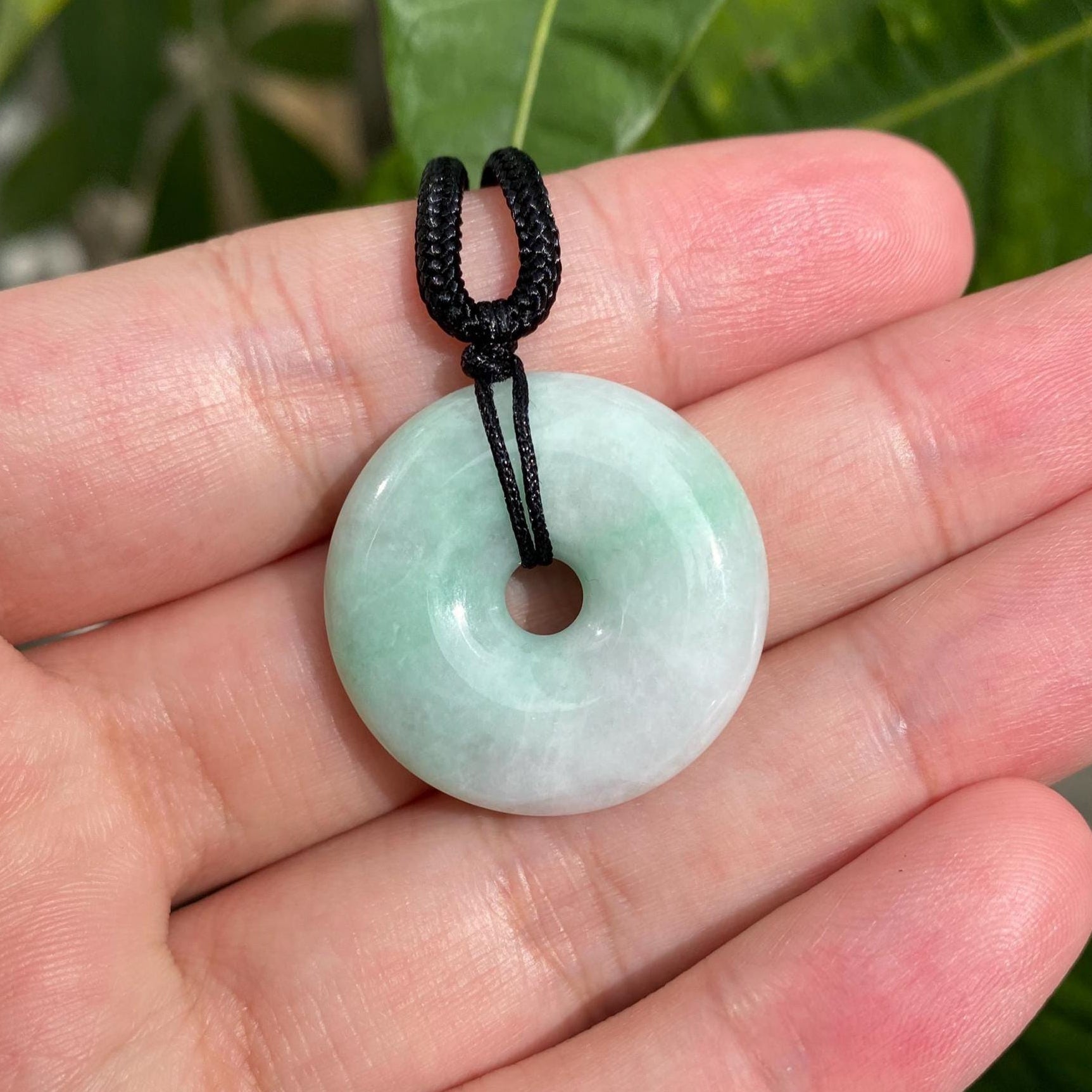 Dainty Green Burmese Jade Disc Pendant