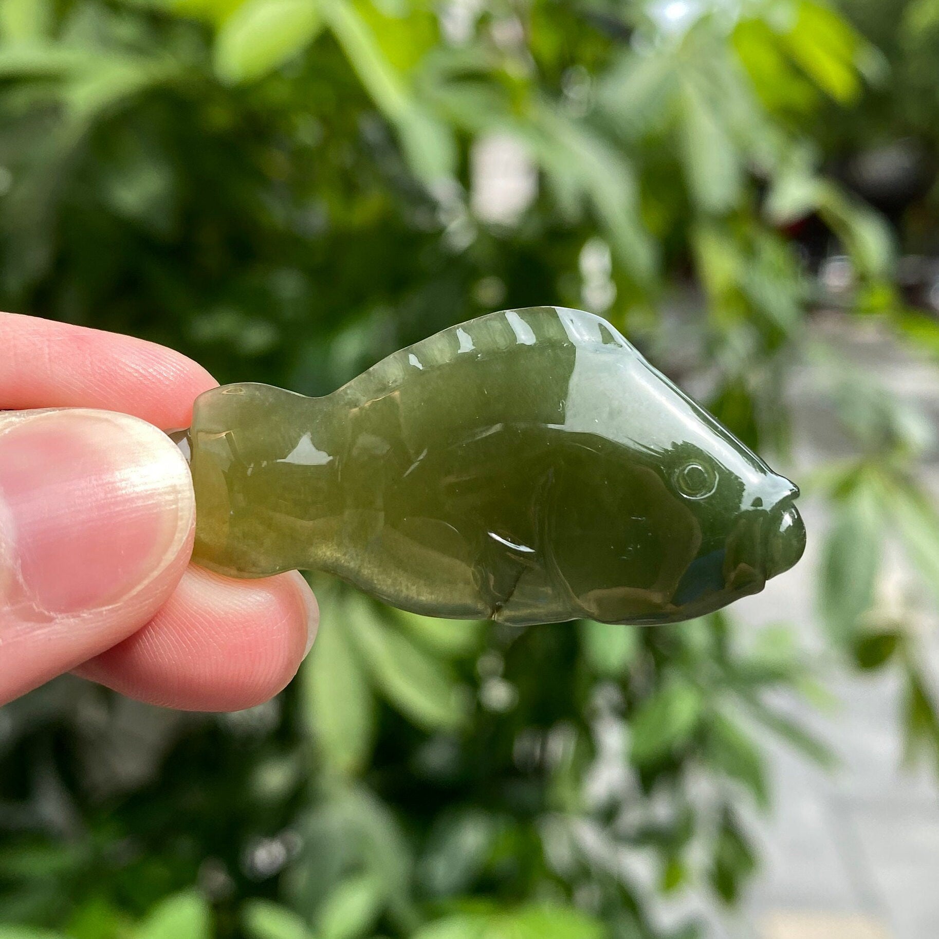 Dark Green Carved Fish Jade Pendant Necklace, Adjustable Black Cord, Meaningful Gift, Natural Jade Jewelry