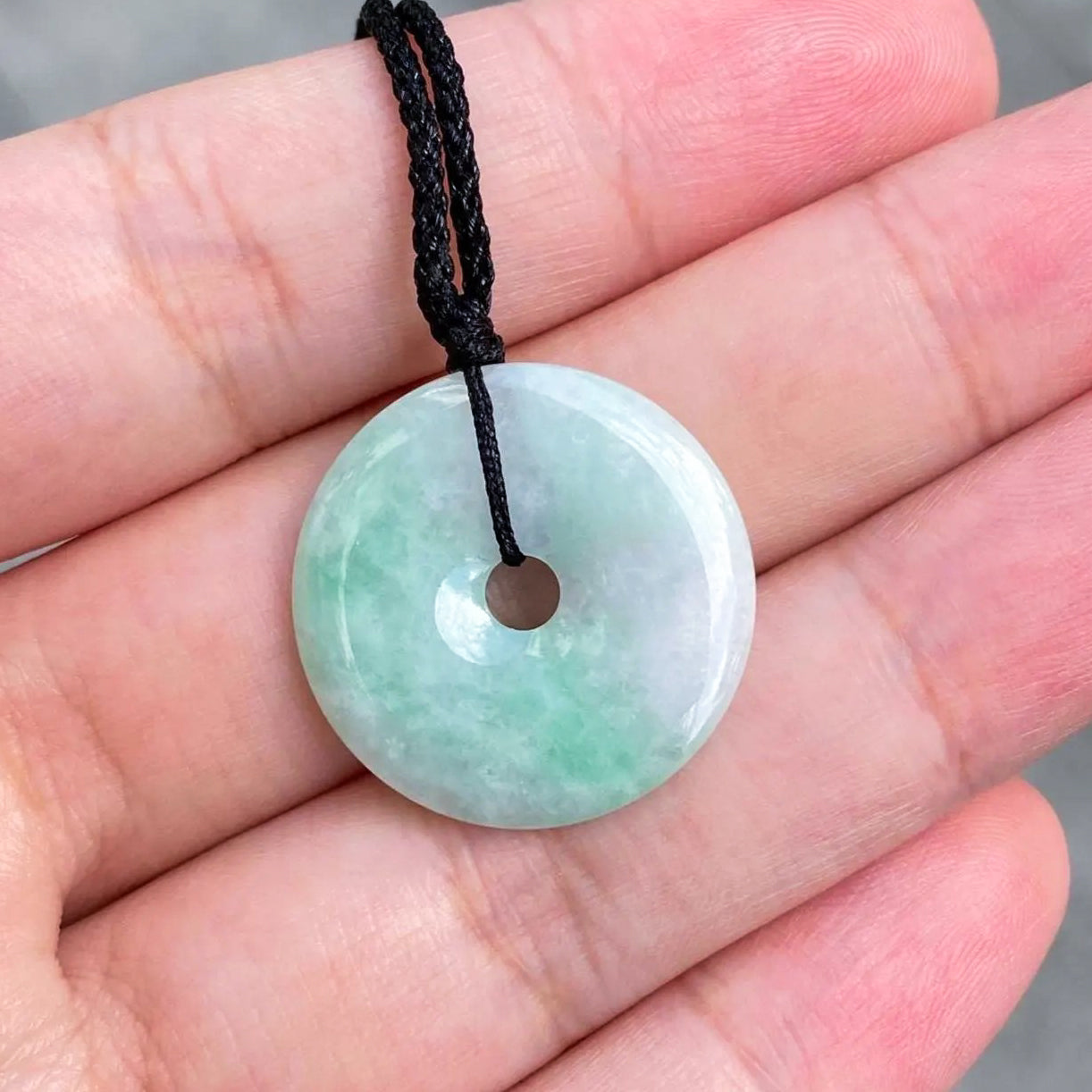23mm Green Jade Round Donut Pendant - Calming Gemstone