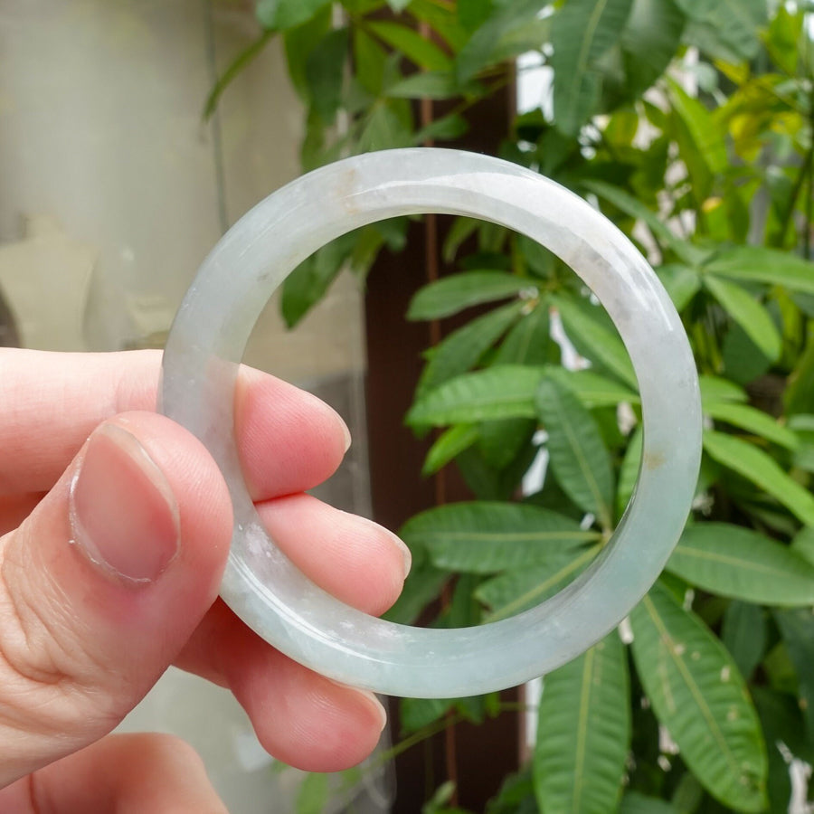 Kids Jadeite Bangle – White Grey Green Size 45.5mm Type-A Jadeite
