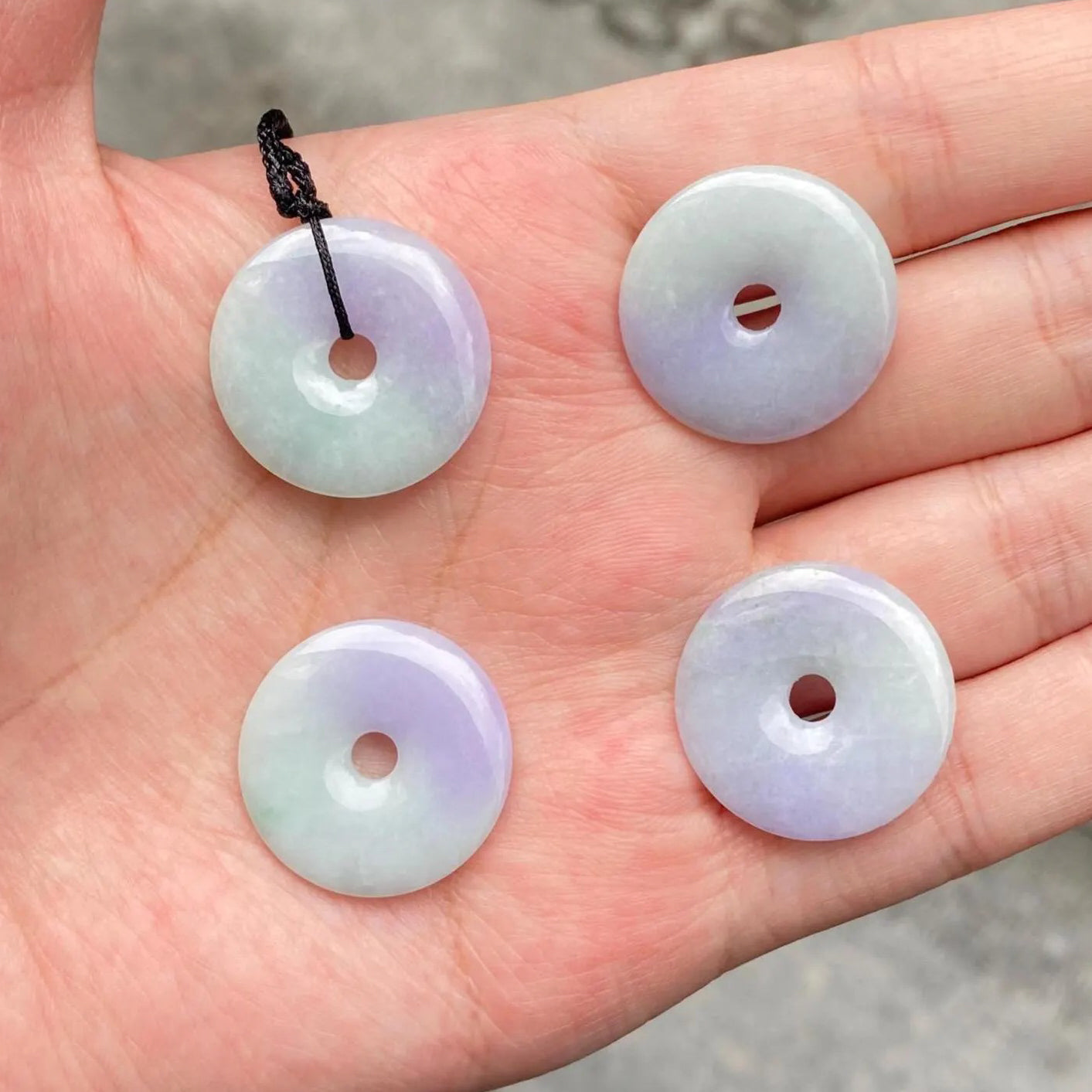 24mm Gransky Purple and Green Donut Jade Pendant Necklace