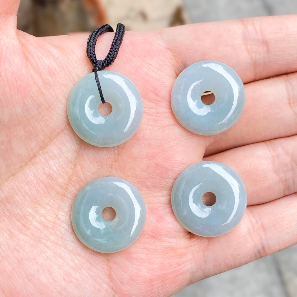 Gransky Natural Type A Ocean Blue Jade Disc Pendant