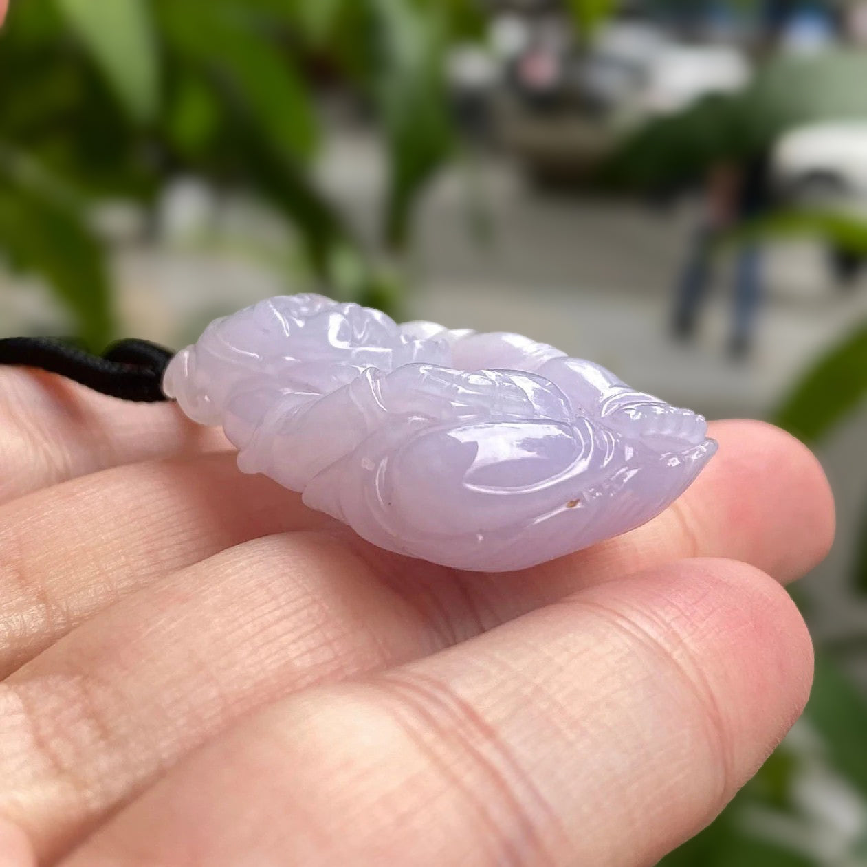 Hand-Carved Purple Jade Happy Buddha Pendant – Spiritual Jewelry