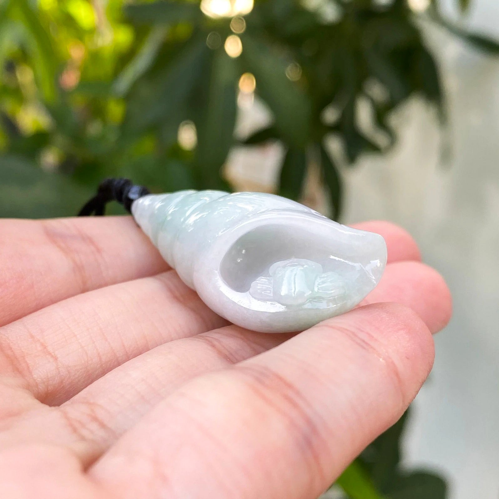Gransky Natural Burmese Jadeite Sea Shell Pendant - Handmade Ocean Inspired Jewelry Gift