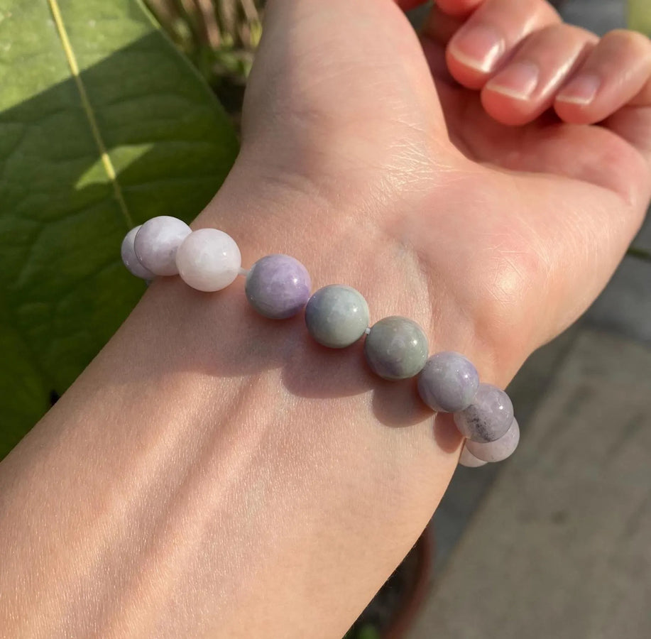 Gransky Purple Jadeite Beaded Bracelet - Natural Untreated Type-A Burmese