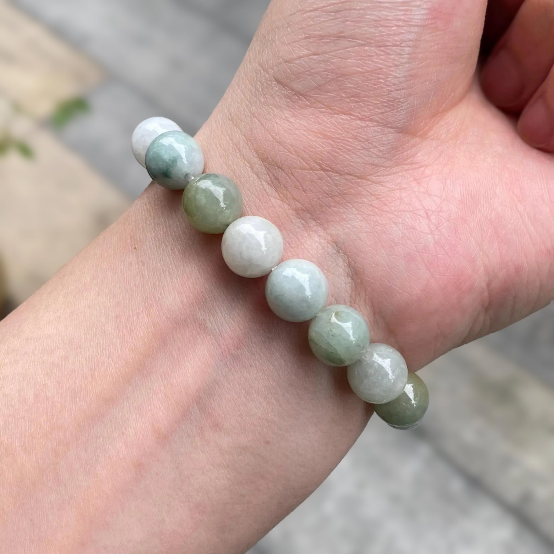 10mm Natural Type-A Burmese Multi-Color Jadeite Beaded Bracelet