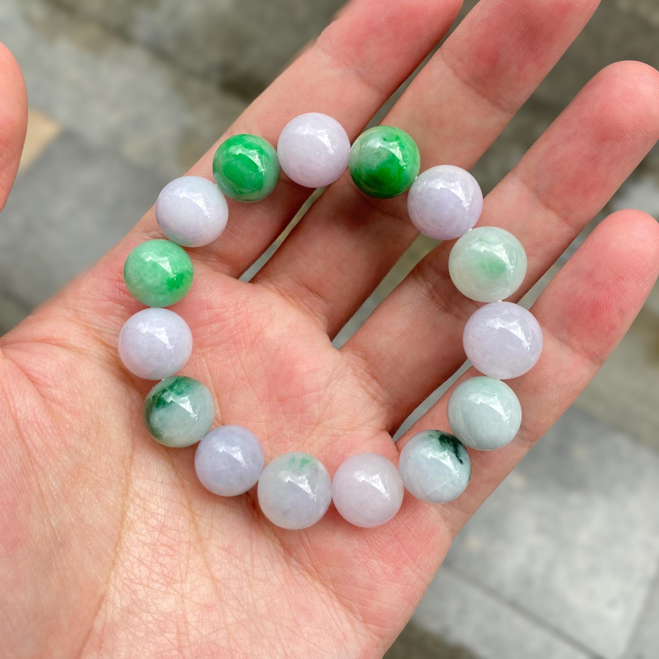 Gransky Multi-Color Type-A Burmese Jadeite Beaded Bracelet - 18cm