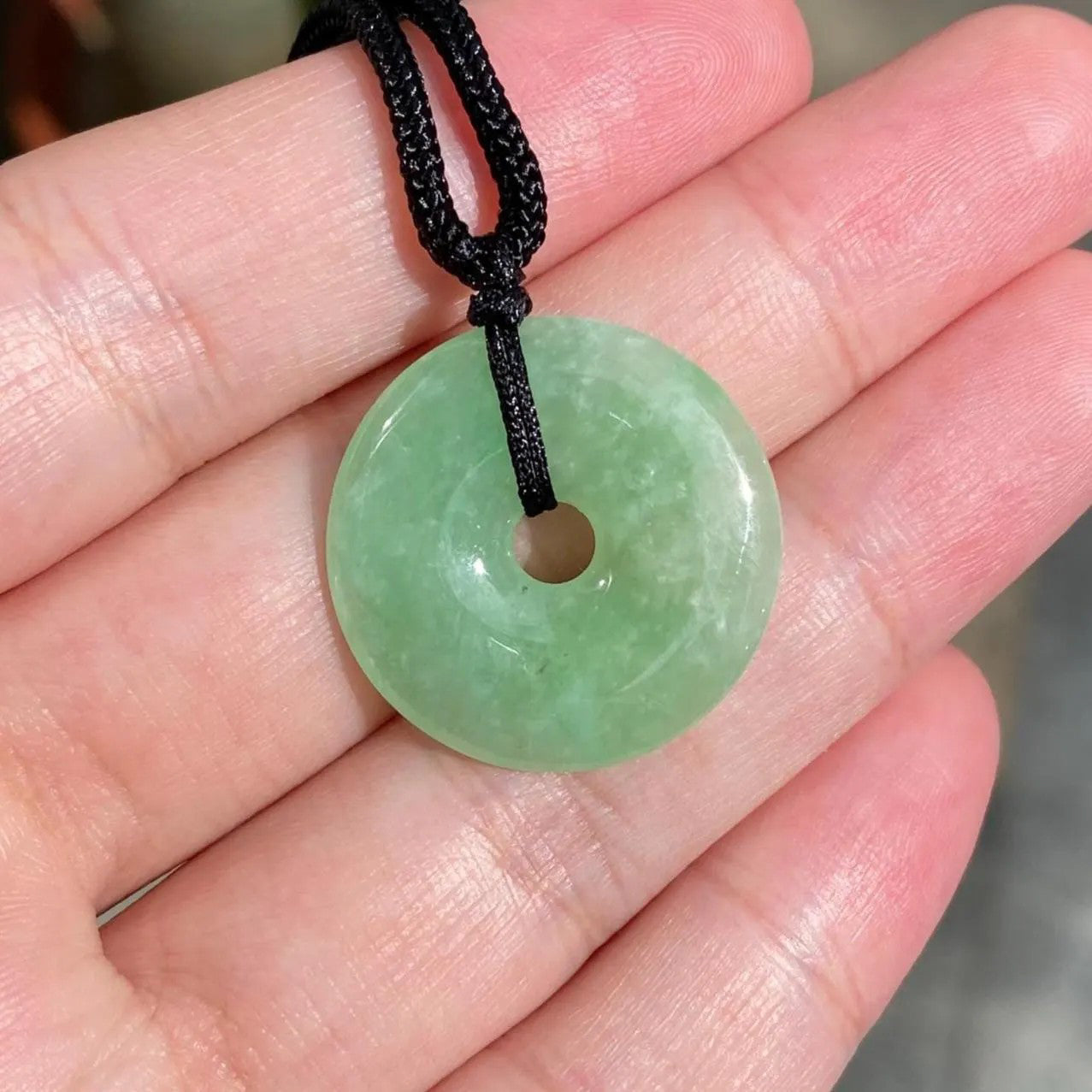 Natural Type-A Bright Green Burmese Jade Disc Pendant