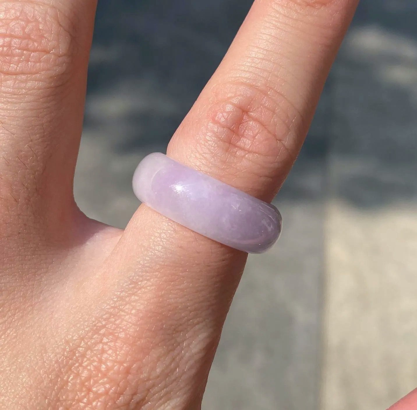 Imperial Purple Jade Ring Band - Size US 9, Vibrant & Translucent, Minimalist Elegance