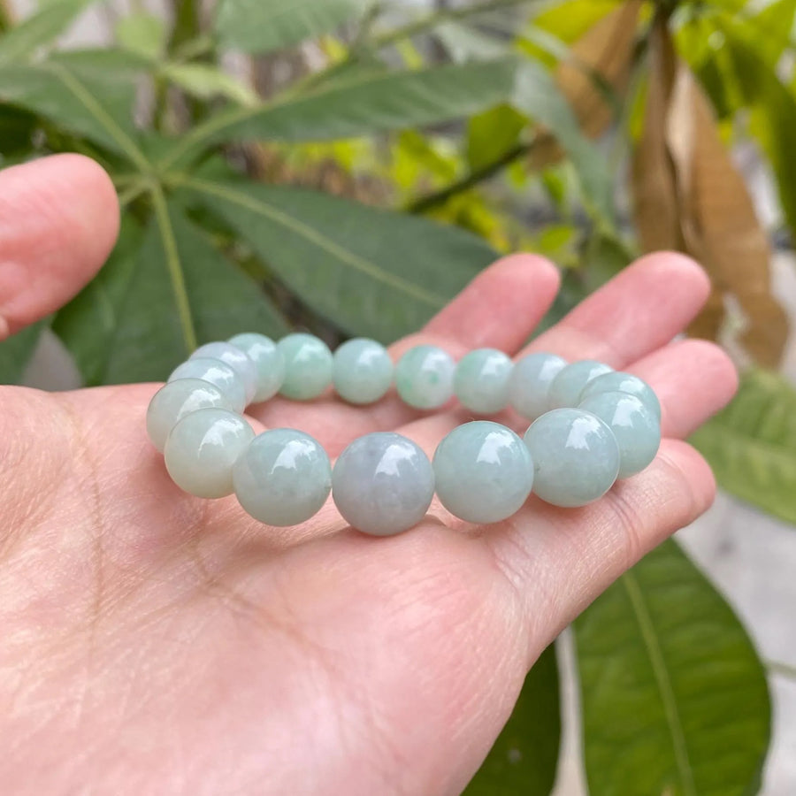 Gransky Jewellery Light Green Type-A Jadeite Stretch Bracelet - 17cm, 10-10.9mm