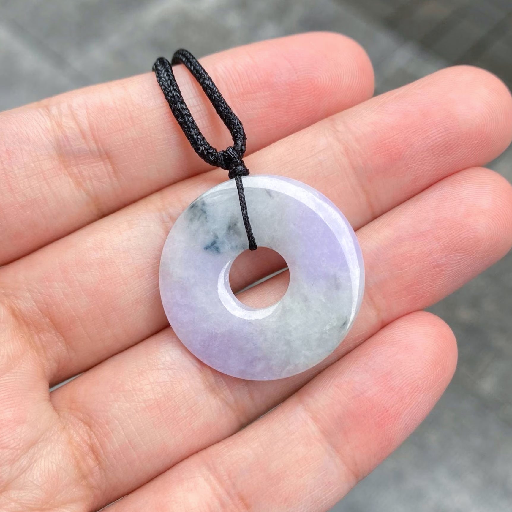 Purple Jade Round Donut Pendant 28mm - Calming Gemstone