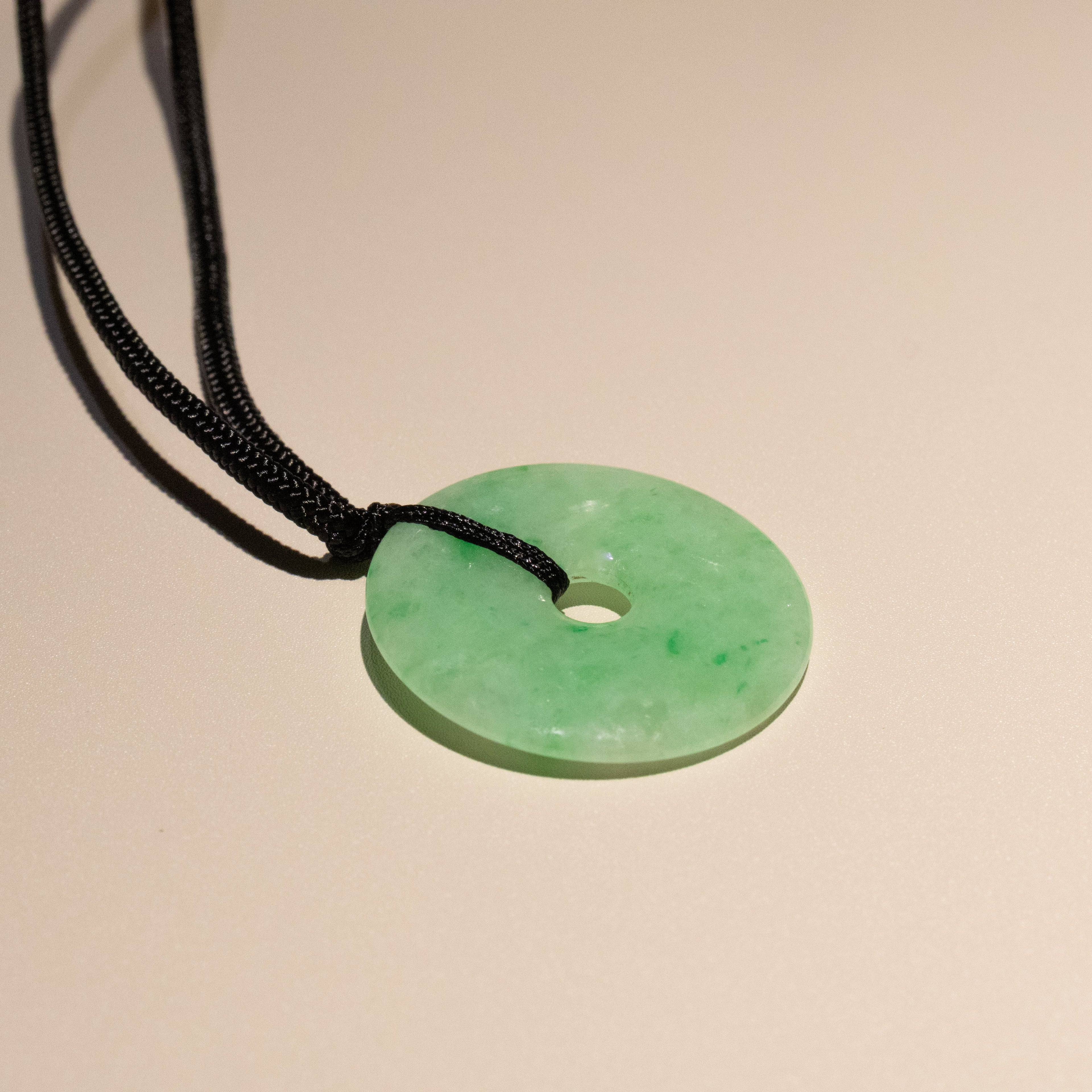 Green Jade Round Donut Pendant 29.2mm - Calming Gemstone
