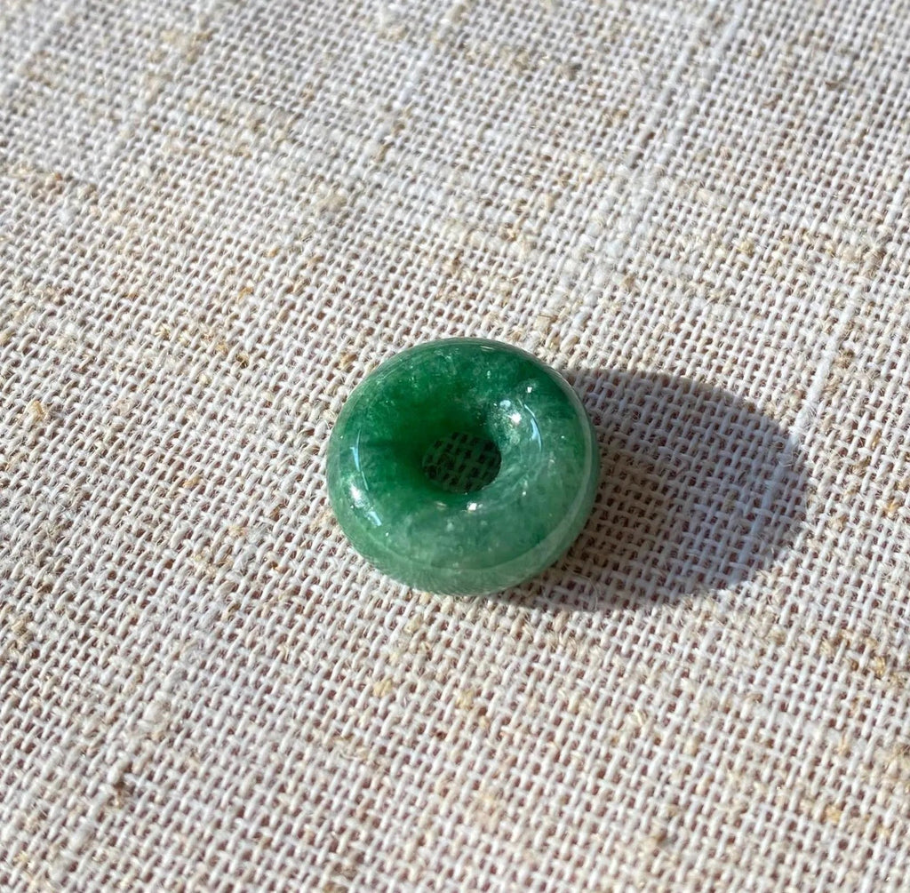 Intense Green Jade Gemstone Beads Donut Shape Loose Beaded DIY