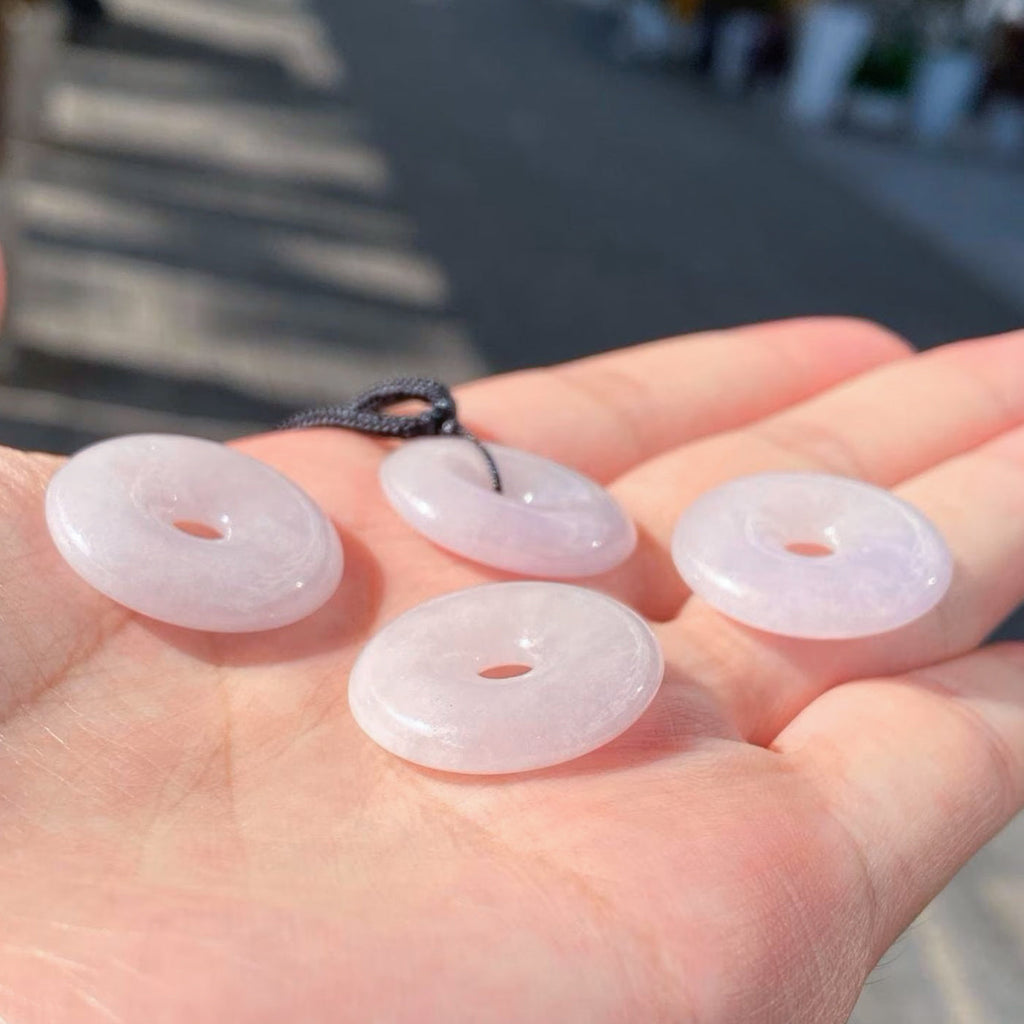 Gransky 23.5mm Purple Round Donut Jade Pendant Necklace - Natural Untreated Jade