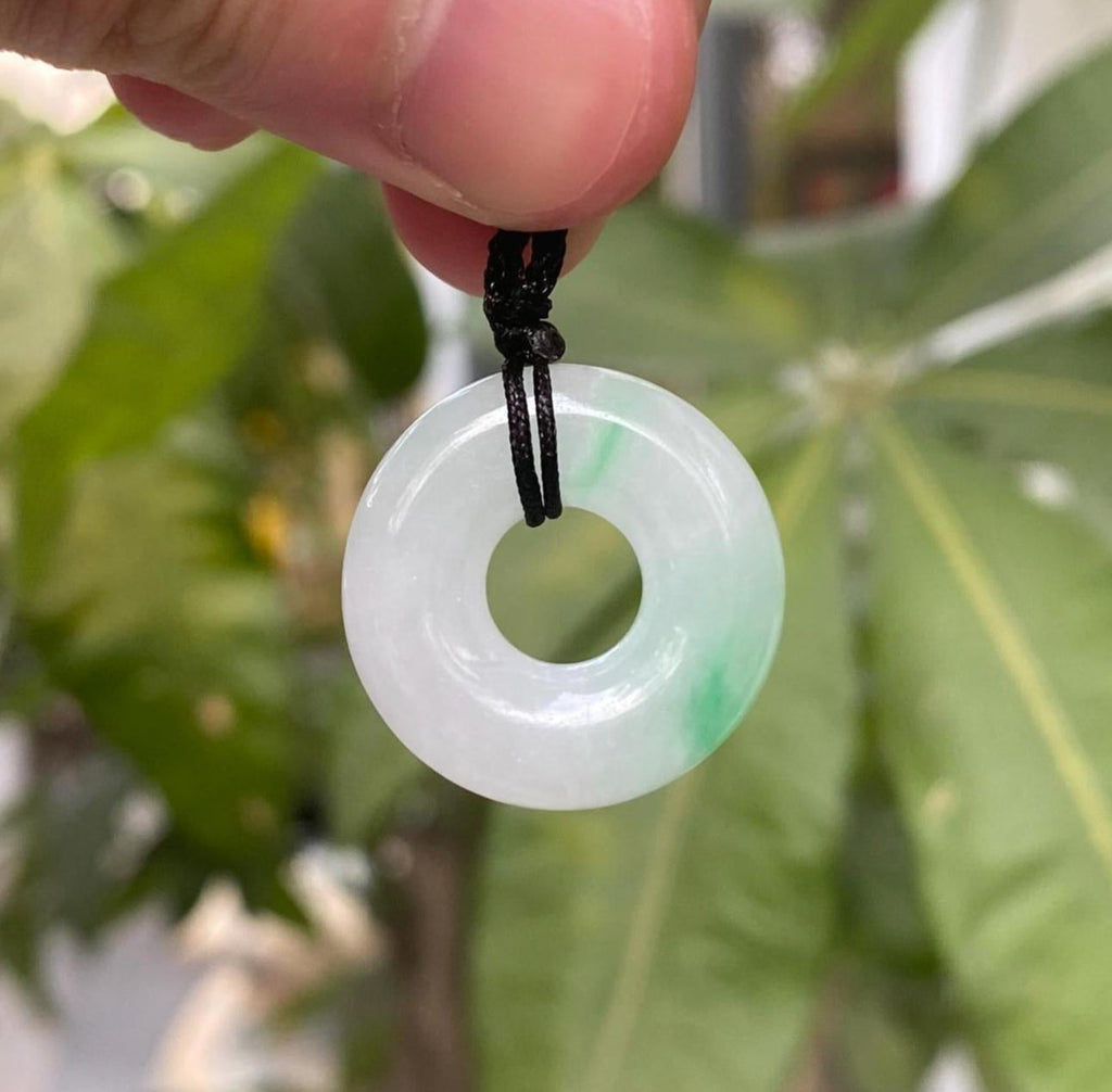 Green Jade Round Donut Pendant - Symbol of Peace and Prosperity
