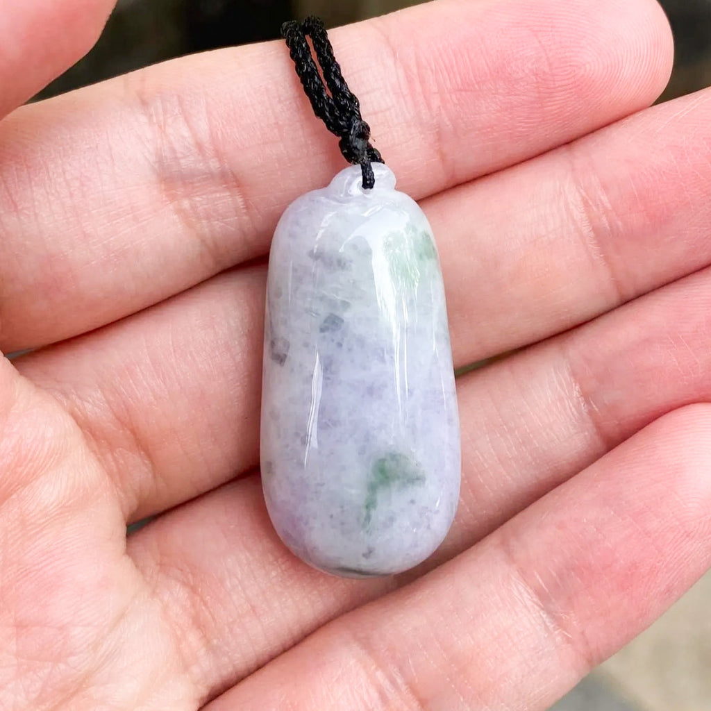 Two-Tone Green & Purple Melon-Shaped Jadeite Pendant Necklace