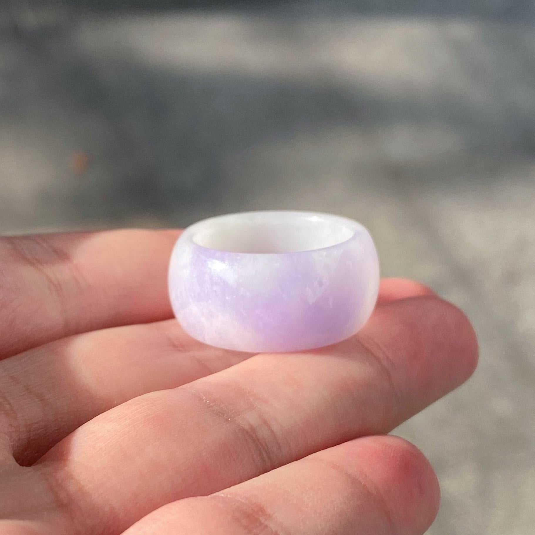 US 9.5 Gransky Handmade Genuine Purple Jadeite Type A Purple Jade Ring