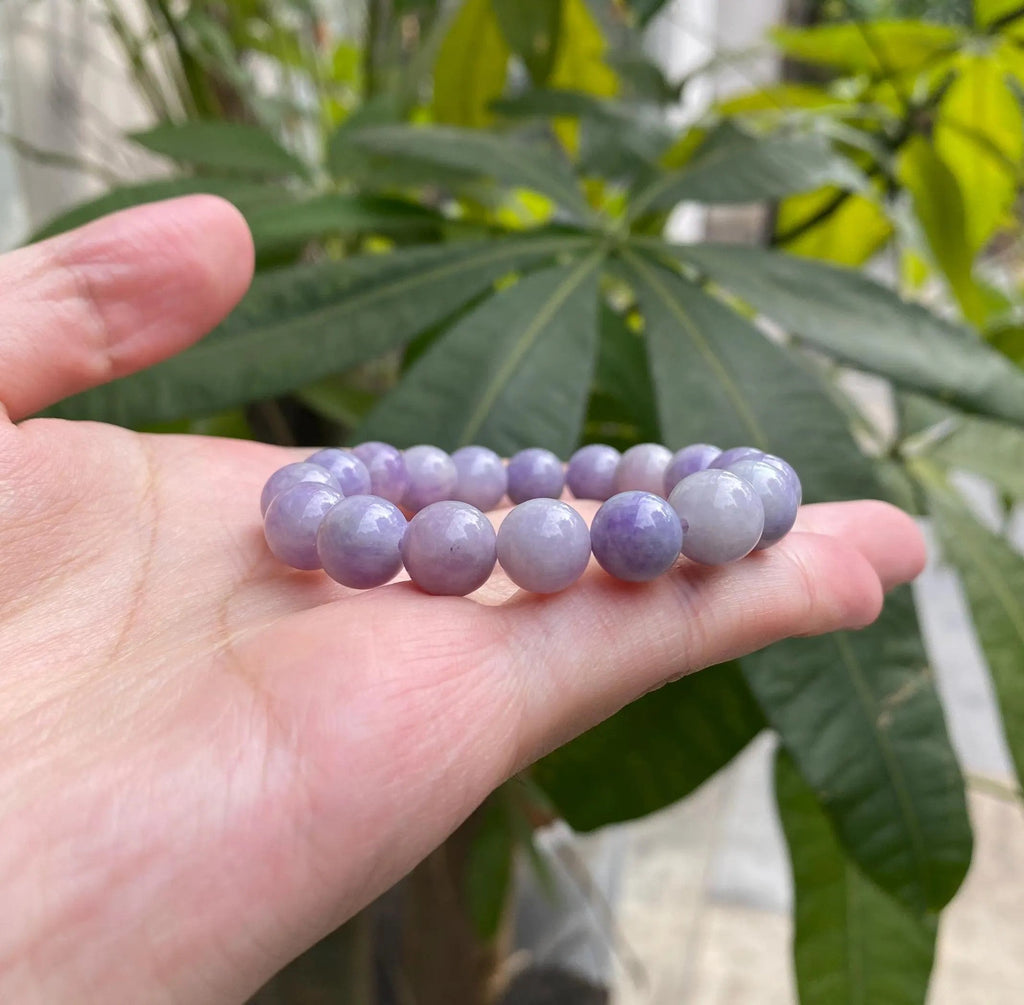 Burmese Jade Bracelet, Purple Jade Bead Bracelet, Natural Jade Gemstone, Jade Healing Jewelry, Jade Bracelet Men and Women, Purple Jade
