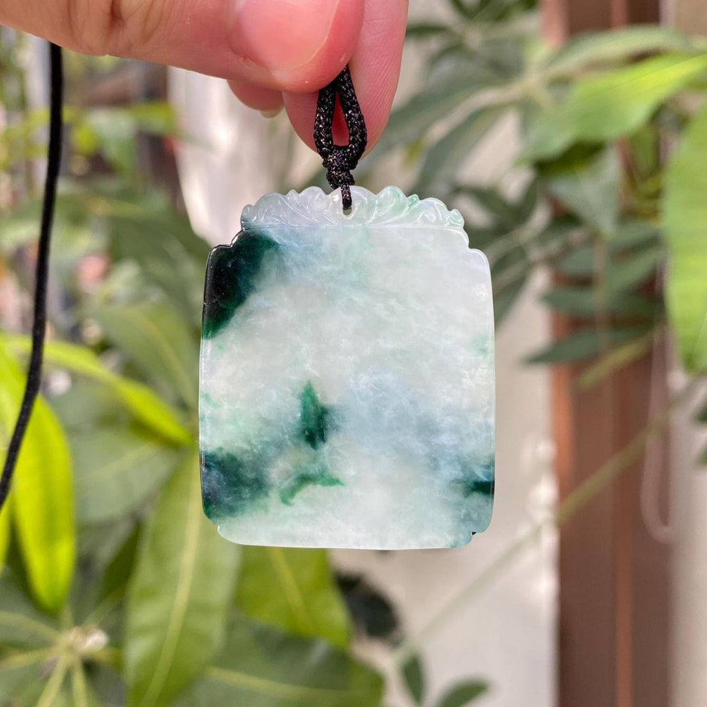 Green Jadeite Bamboo Pendant - Natural Type-A Jade
