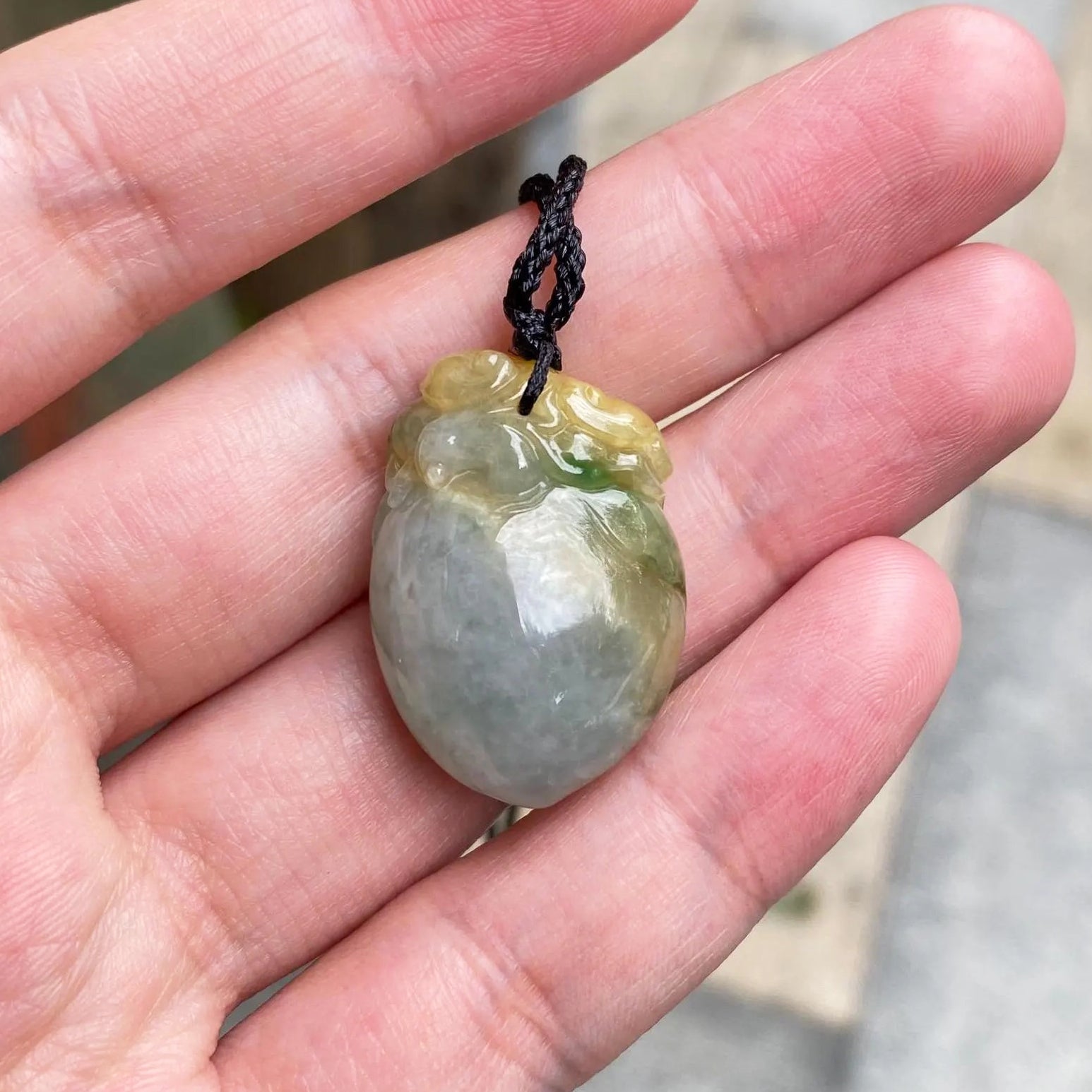 Tri-Color Natural Type-A Jadeite Peach Pendant – Handcrafted Symbol of Harmony and Longevity