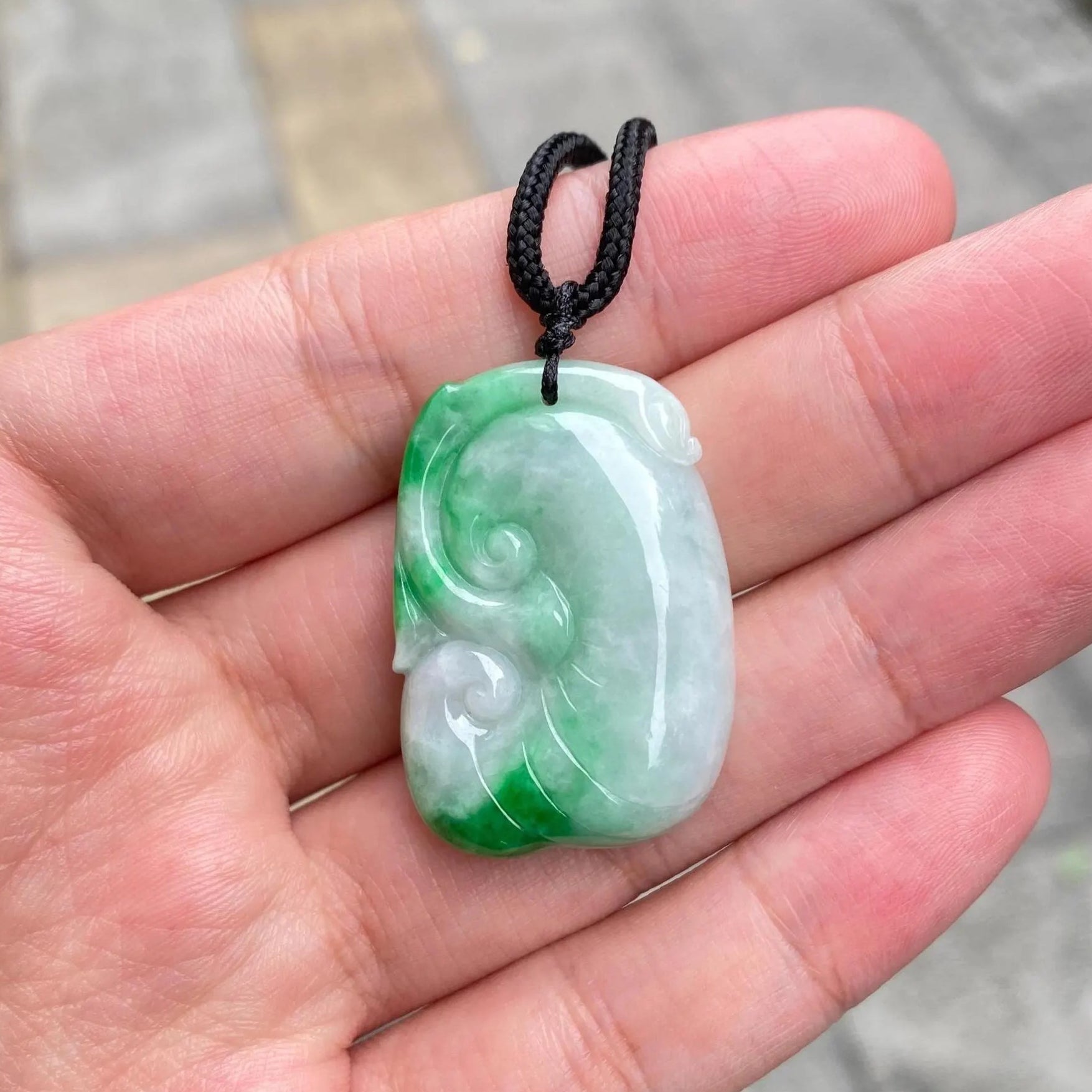 Handcrafted Ruyi Jade Pendant – Natural Burmese Jadeite