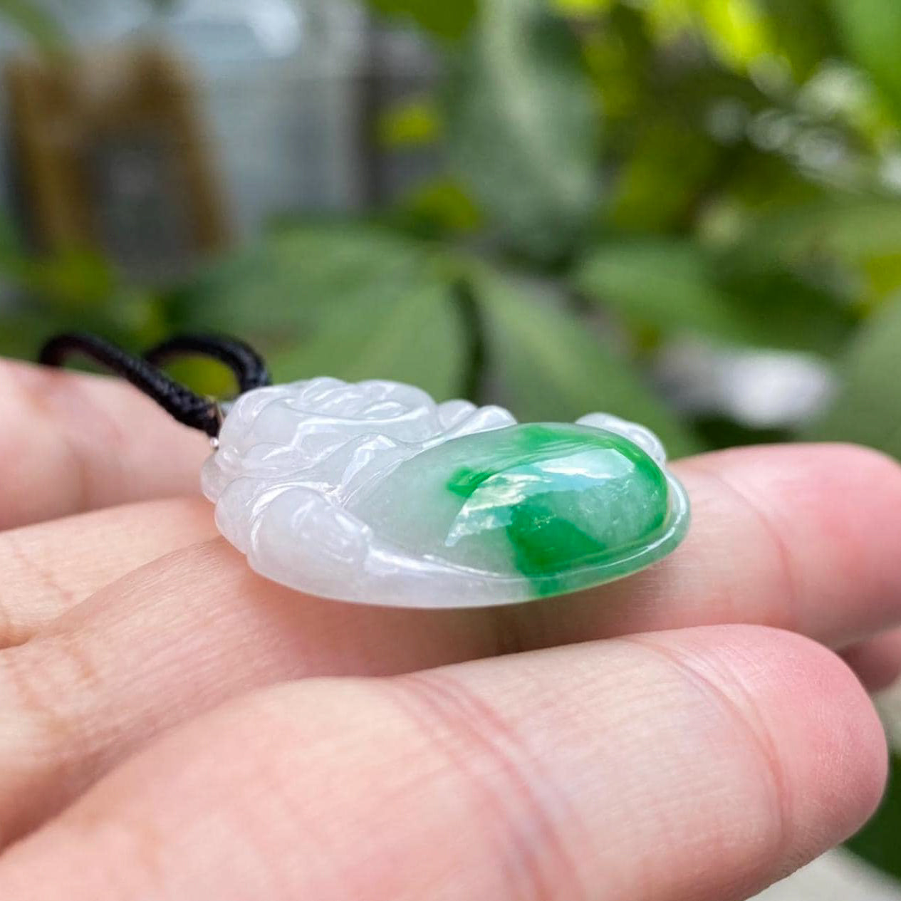 Green Jade Buddha Pendant with 18k Gold Bail - Symbol of Peace and Serenity