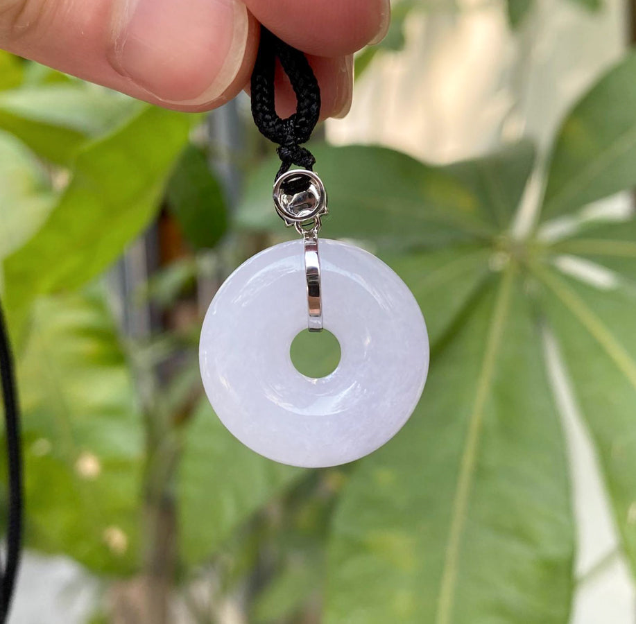 Gransky Jewellery Purple Burmese Jadeite Donut Pendant in 18k White Gold - 29.7mm